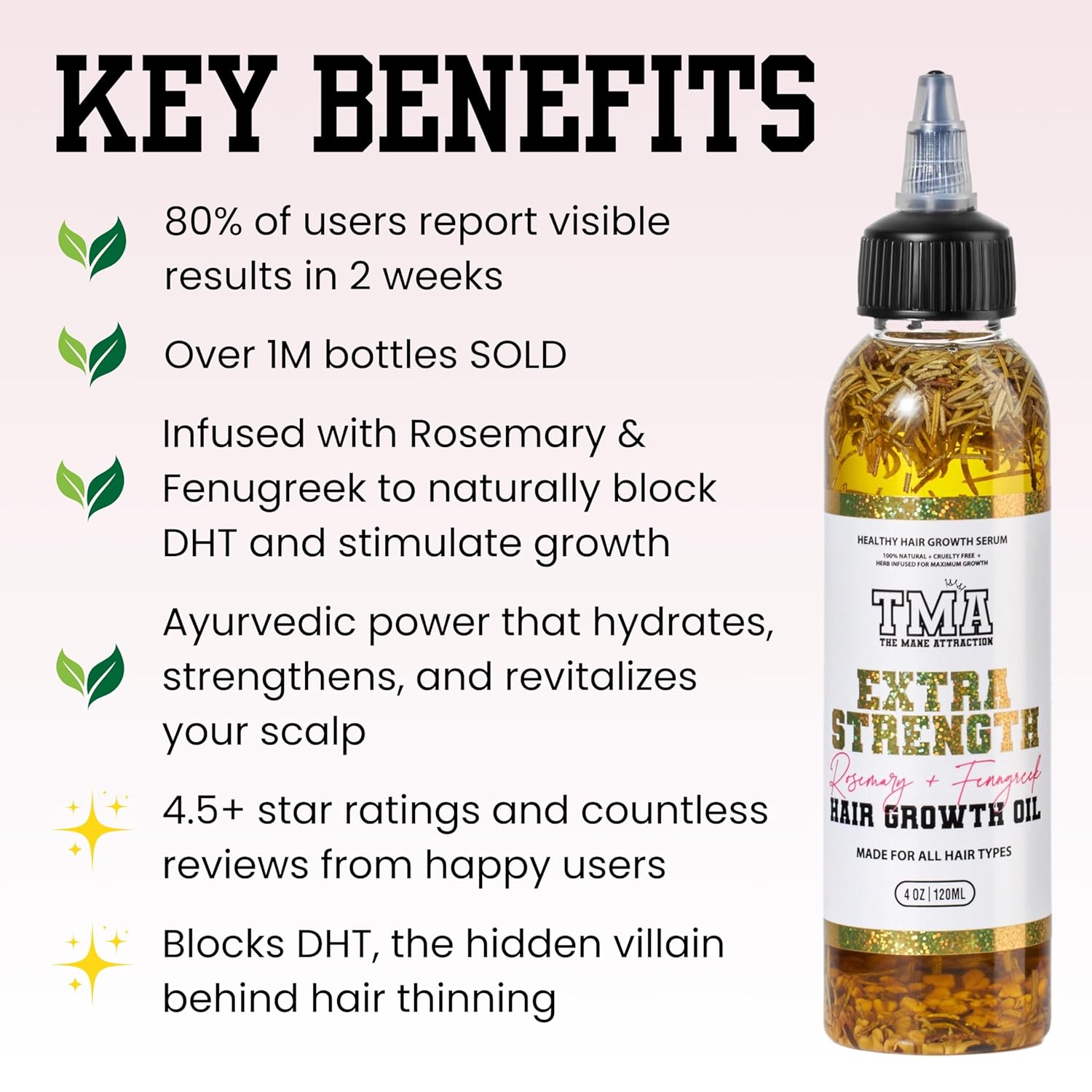 The Mane Attraction Extra Strength Rosemary + Fenugreek Herbal Hair Growth Oil | Infused With Castor Oil for ALL Hair Types - Image 6
