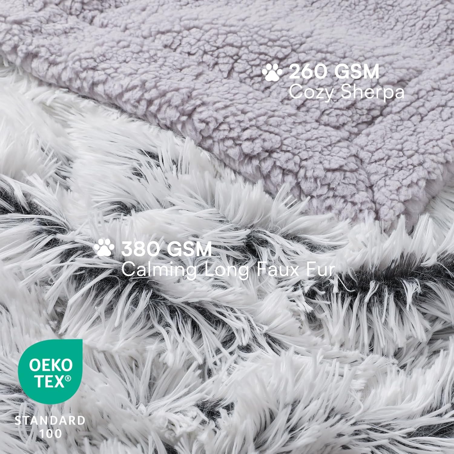Luciphia Large Waterproof Dog Blanket for Pet Washable Liquid Proof Bed Intimacy Protection Shaggy Plush Calming Long Faux Fur Couch Cover Calming Cat Throw Blankets, Mist Grey, 60" x 80" - Image 2