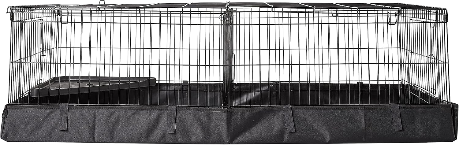 Amazon Basics Leakproof Canvas Bottom Guinea Pig Cage, Easy to Clean Small Animal Habitat with Divider Set, Indoor/Outdoor, Portable, No Tools Needed, 47.6"L x 24.2"W x 14"H, Black - Image 2