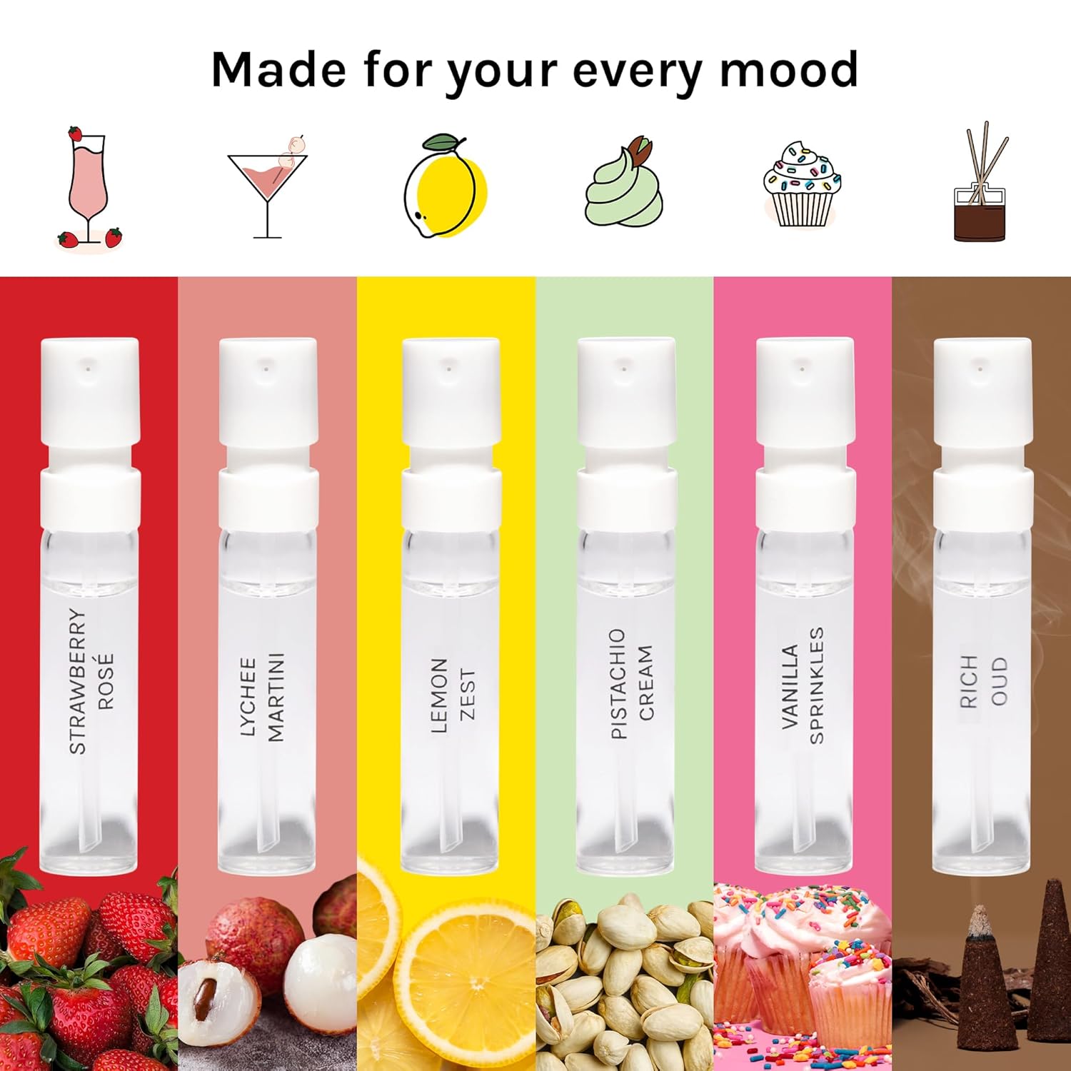 Just Juice Discovery Set - Mini Perfumes for Women and Men - Fruity, Floral, Gourmand Men's and Women's Fragrances - Travel Perfume Set - 6 pc - Image 2