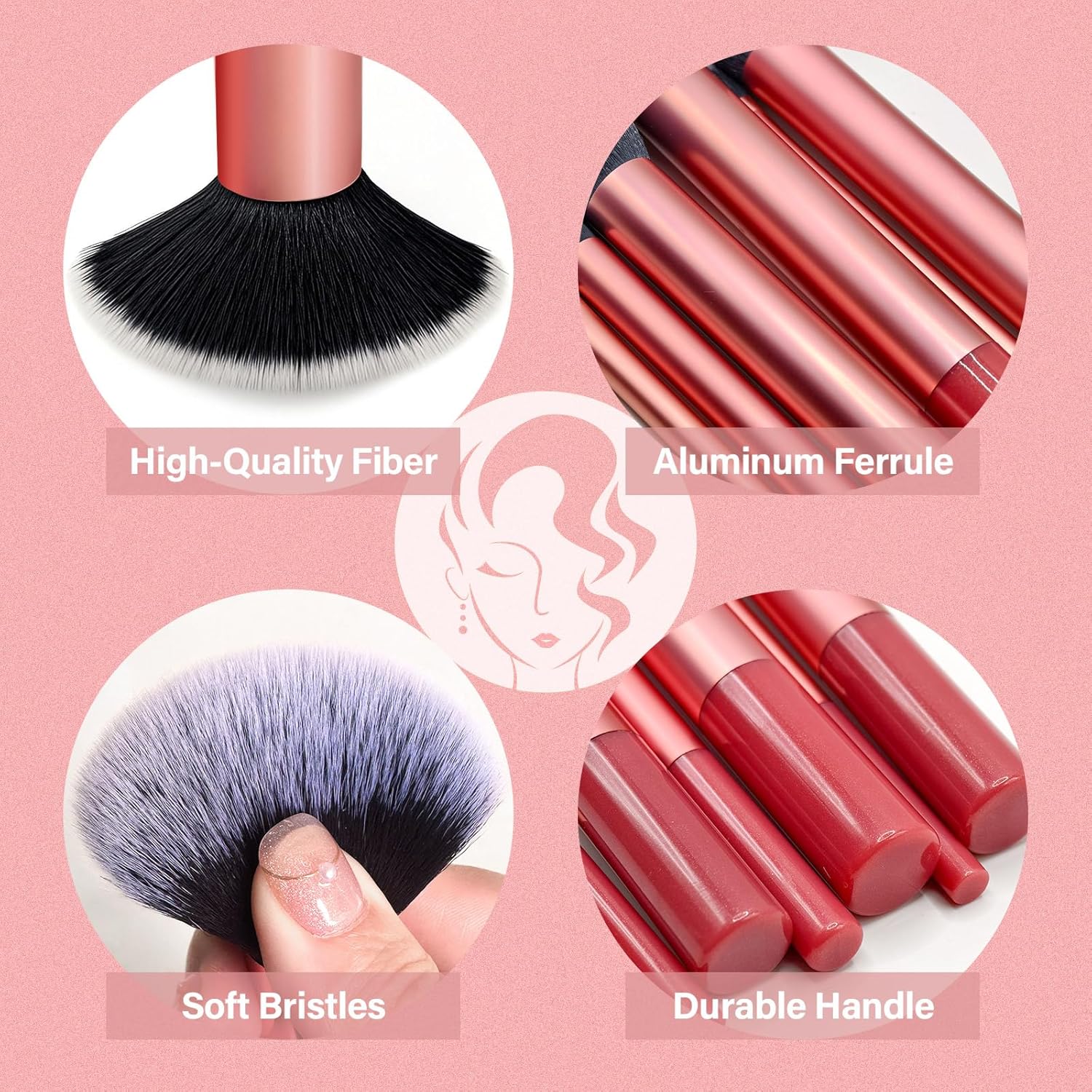 Makeup Brushes Set, Mlemle Professional 26 Pcs Makeup Kit, Include Powder Blush Concealers Foundation Eye shadows 21 Pcs Makeup Brushes and 2 Powder Puff, 3 Makeup Sponge(A04) - Image 4