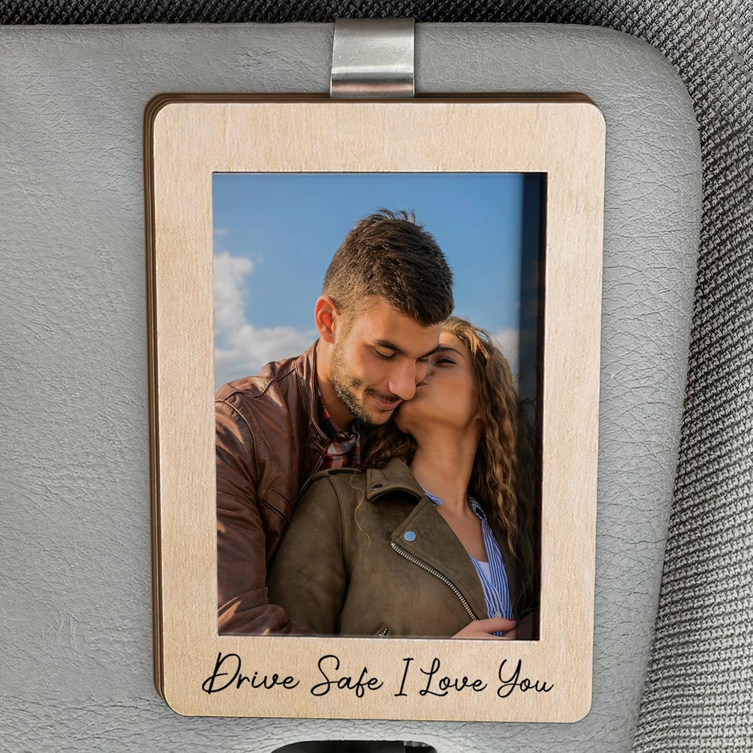 Drive Safe Papa Visor Clip Picture Frame For Car Fathers Day Daddy Token - Custom Car Visor Clip Photo Frame Fathers Day Sweet Papa Keepsake - Touching Gift For Dad Reminding Dad of Our Endless Love