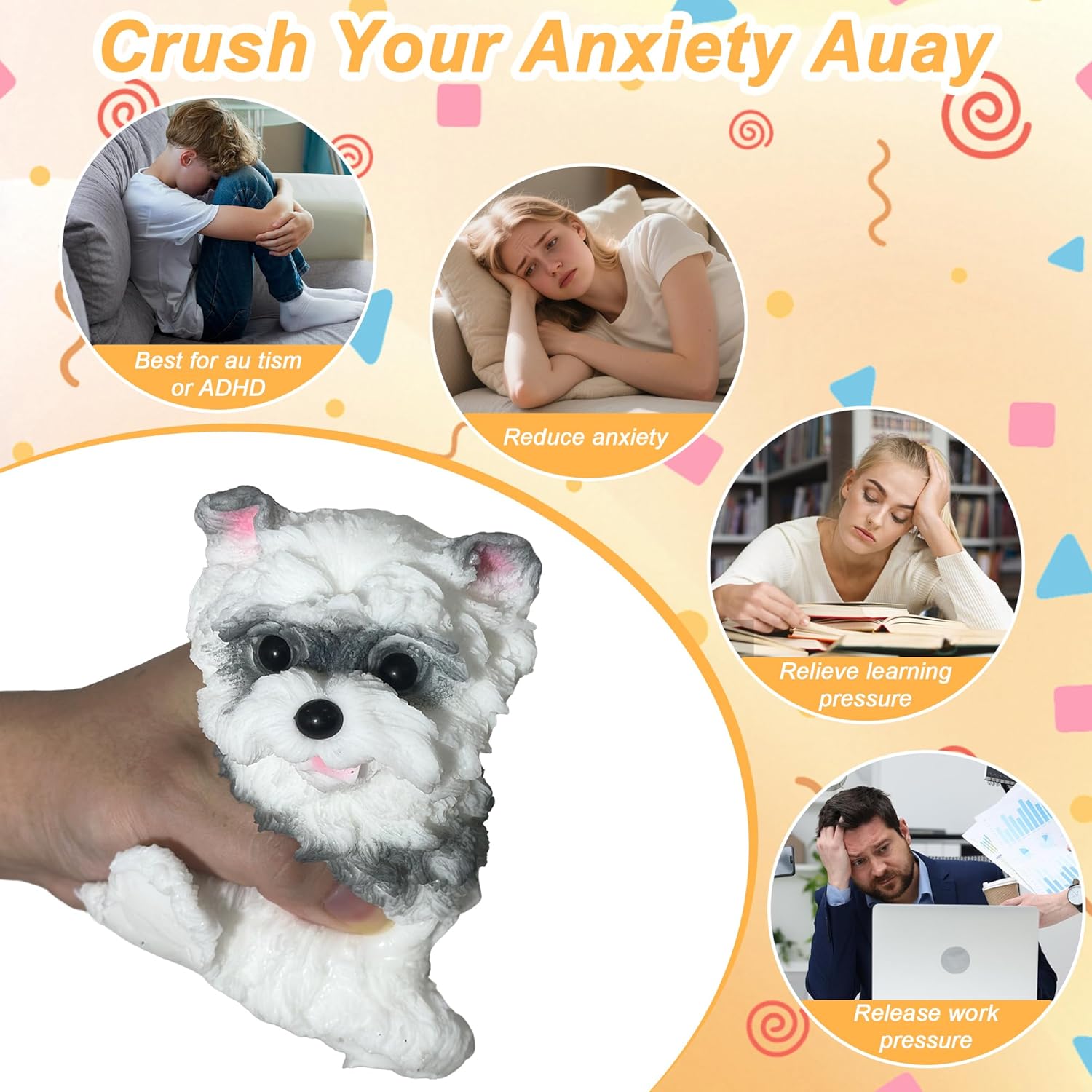 Handmade Taba Squishy Dog Toy, Cute Squishy Dog Fidget Toys, Relieve Stress Sensory Autism Toys for Kids & Adults Relaxation and Fun Teenage Girls Teen Boy Tween Christmas Stocking Stuffers Idea - Image 4