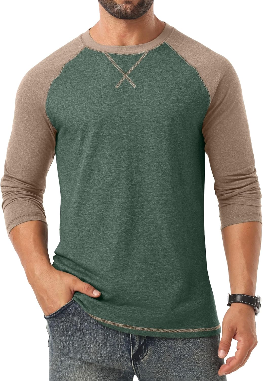 Askdeer Mens T-Shirt Long/Short Sleeve Cotton Shirts Casual Stylish Crewneck Shirts - Image 2