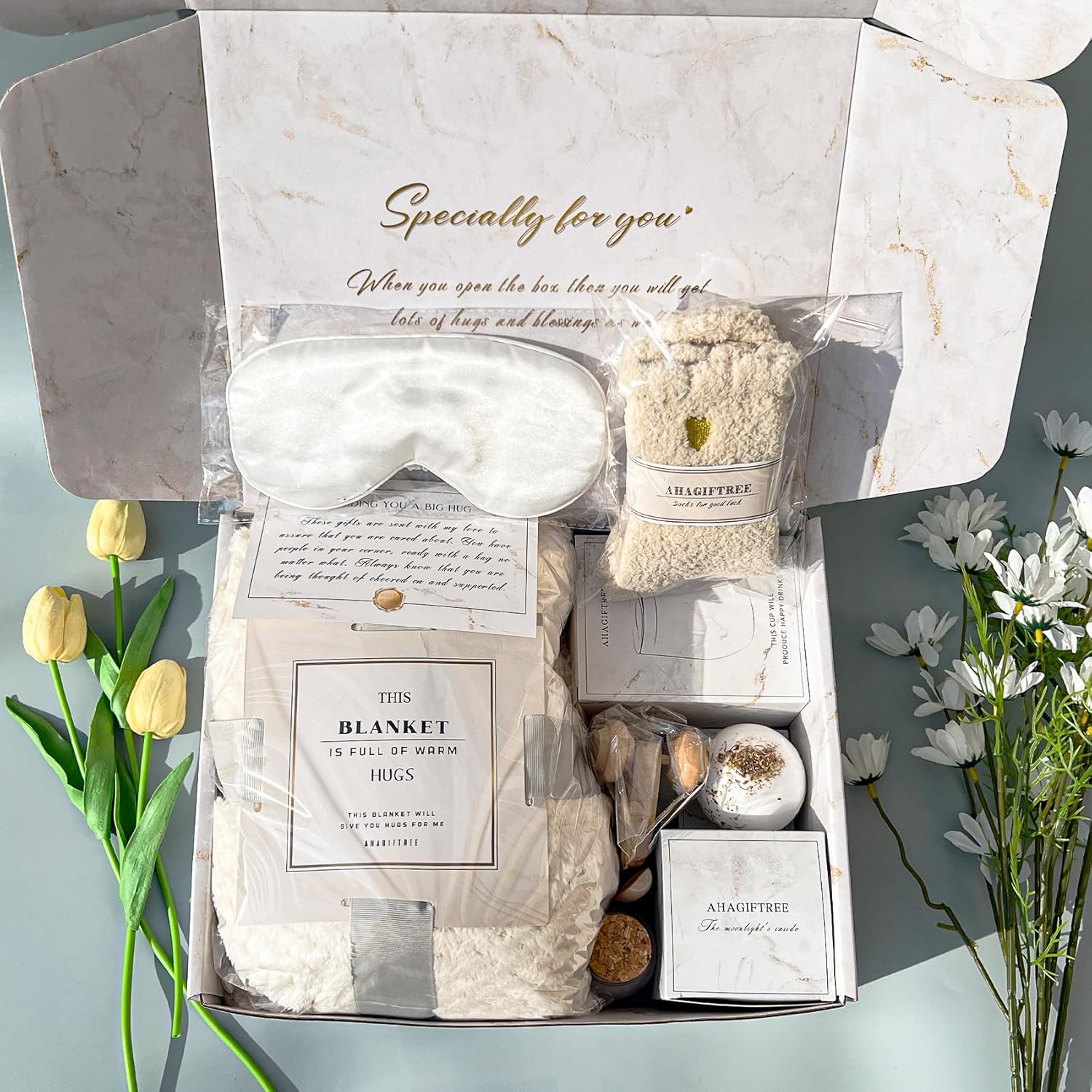 AHAGIFTREE Gift Baskets for Women,11PC Care Package with Moon Lamp,Mother's Day, Grief,Get Well Soon After Surgery,Birthday,Think of You,Thank You,Sympathy - Image 8