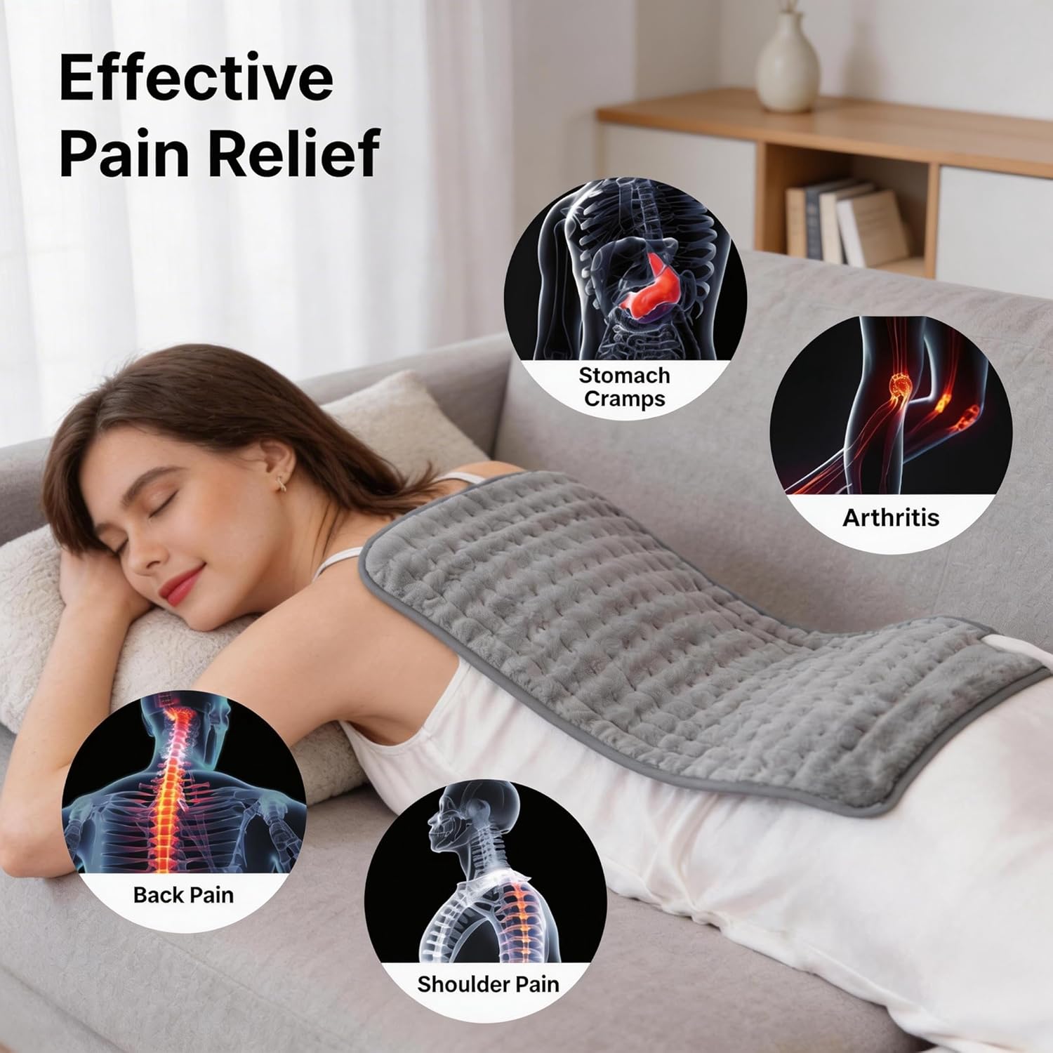 Heating Pad for Back, Neck, and Shoulder Pain Relief, Electric Heat Pad with 6 Heat Levels, Moist Heat Option, Auto Shut-Off, Birthday Christmas Gifts for Women Men Mom Dad Grandma, Gifts for her - Image 2