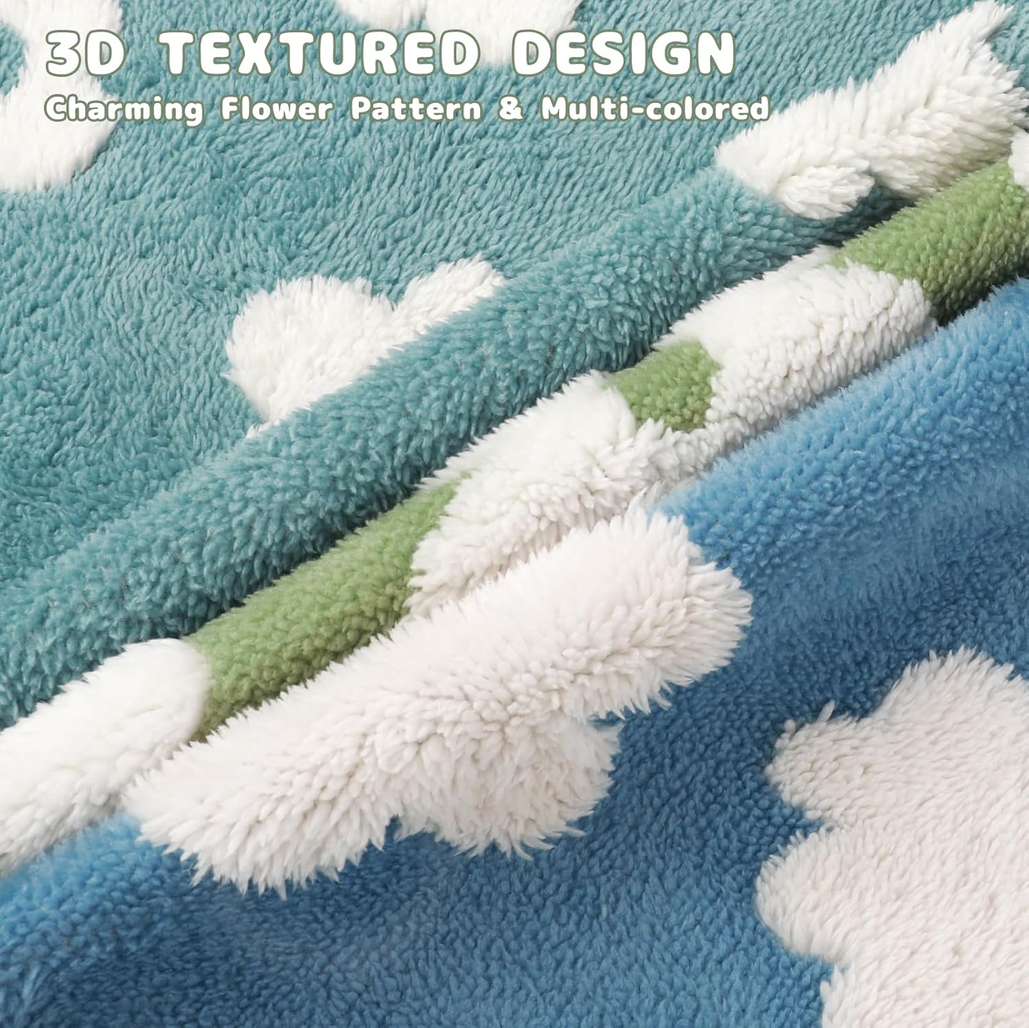 Luciphia Waterproof Pet Blanket for Medium Large Dogs Washable Fluffy Thick Jacquard Shag Fleece Warm Sherpa 3D Textured Flower Print for Cats Puppy Couch Protection (Green,40x28 inches) - Image 7