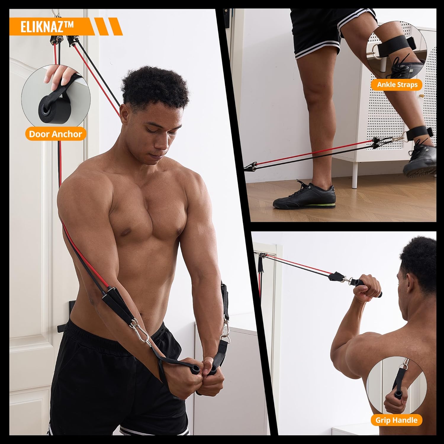 Portable Push Up Board Gym Kit 25-in-1, Foldable Push Up Station & Exercise Board Workout Set with 18 Accessories, Resistance Bands & Handles, Ankle Straps for Men, Women & Teens - Image 7