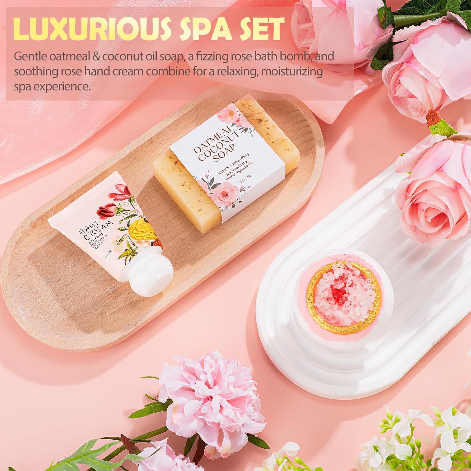 Gifts for Women, 9pcs Happy Birthday Gifts for Women, Christmas Ideas Mothers Day Gift Baskets Unique Rose Self Care Set Valentines Day Gift for Her Mom Sister Wife Friend Friendship Teacher - Image 6