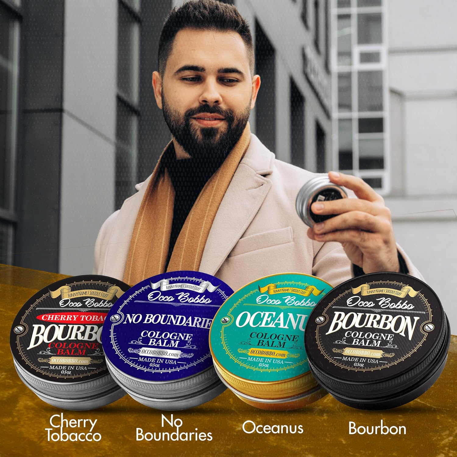 Handy Hound Occo Bobbo Solid Cologne for Men Samples Set - Men's Cologne Gift Set - Travel Size (4) .5 oz tins - Image 2