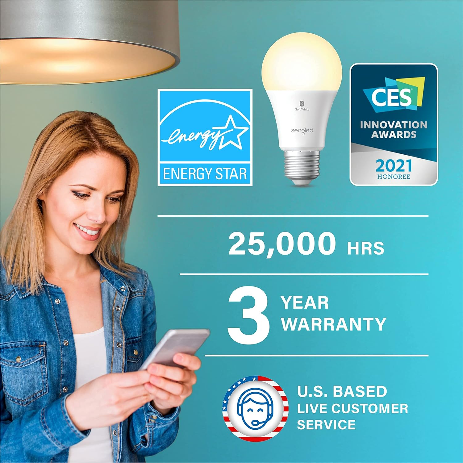 Sengled Alexa Light Bulb, S1 Auto Pairing with Alexa Devices, Warm Light Bulbs, Smart Light Bulbs that Work with Alexa, Bluetooth Mesh Smart Home Lighting, E26 60W Equivalent, 800LM, 4-Pack - Image 2