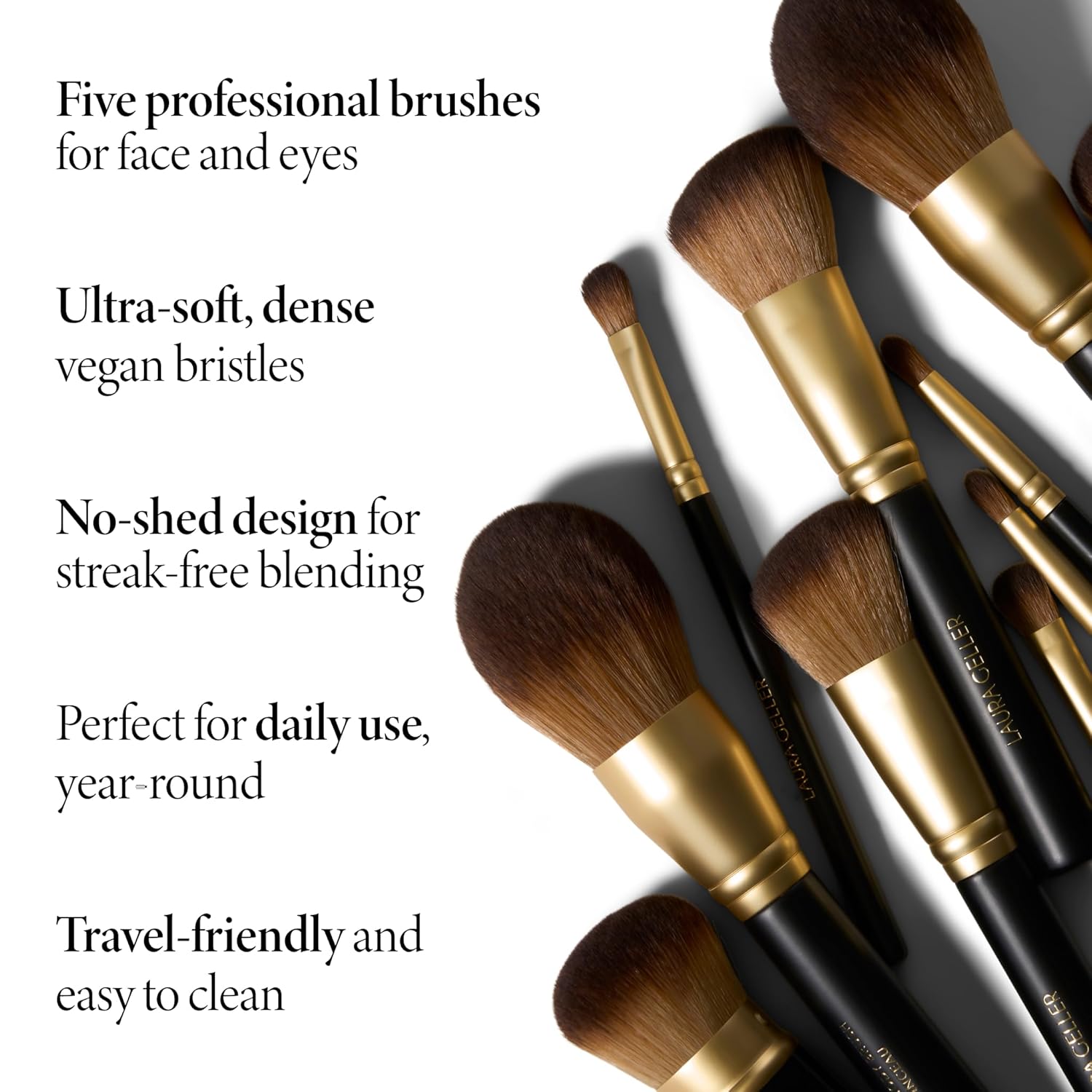 LAURA GELLER NEW YORK Cosmetic Professional Makeup Brushes - Cruelty-Free - 05 Full Face Brush Set 5pc - Image 3