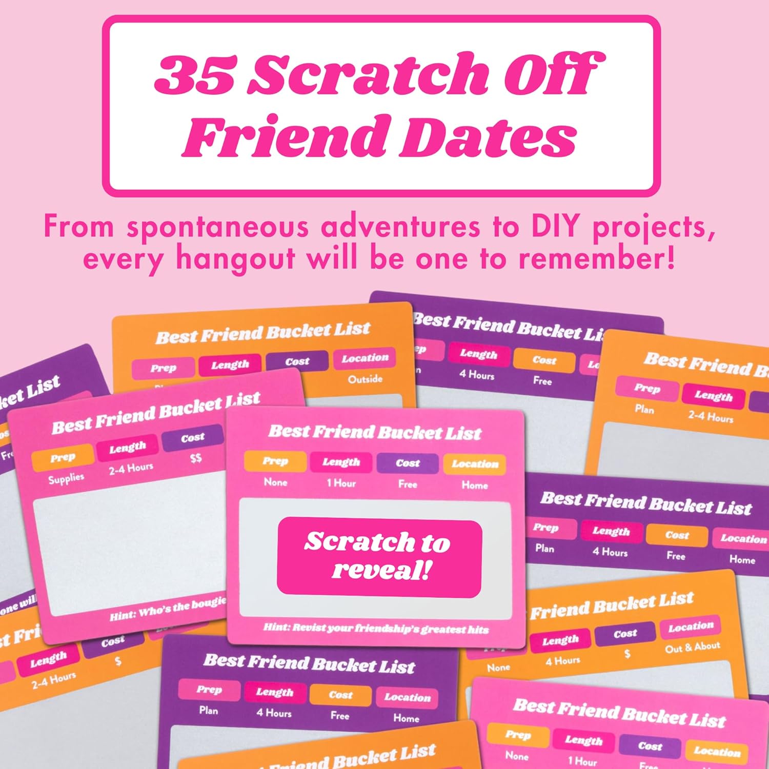Happy Duo Best Friend Bucket List 35 Scratch Off Cards – Fun Adventure Date Ideas for Friends for Women, Besties, or BFFs – Friendship Gift for Birthdays - Image 3