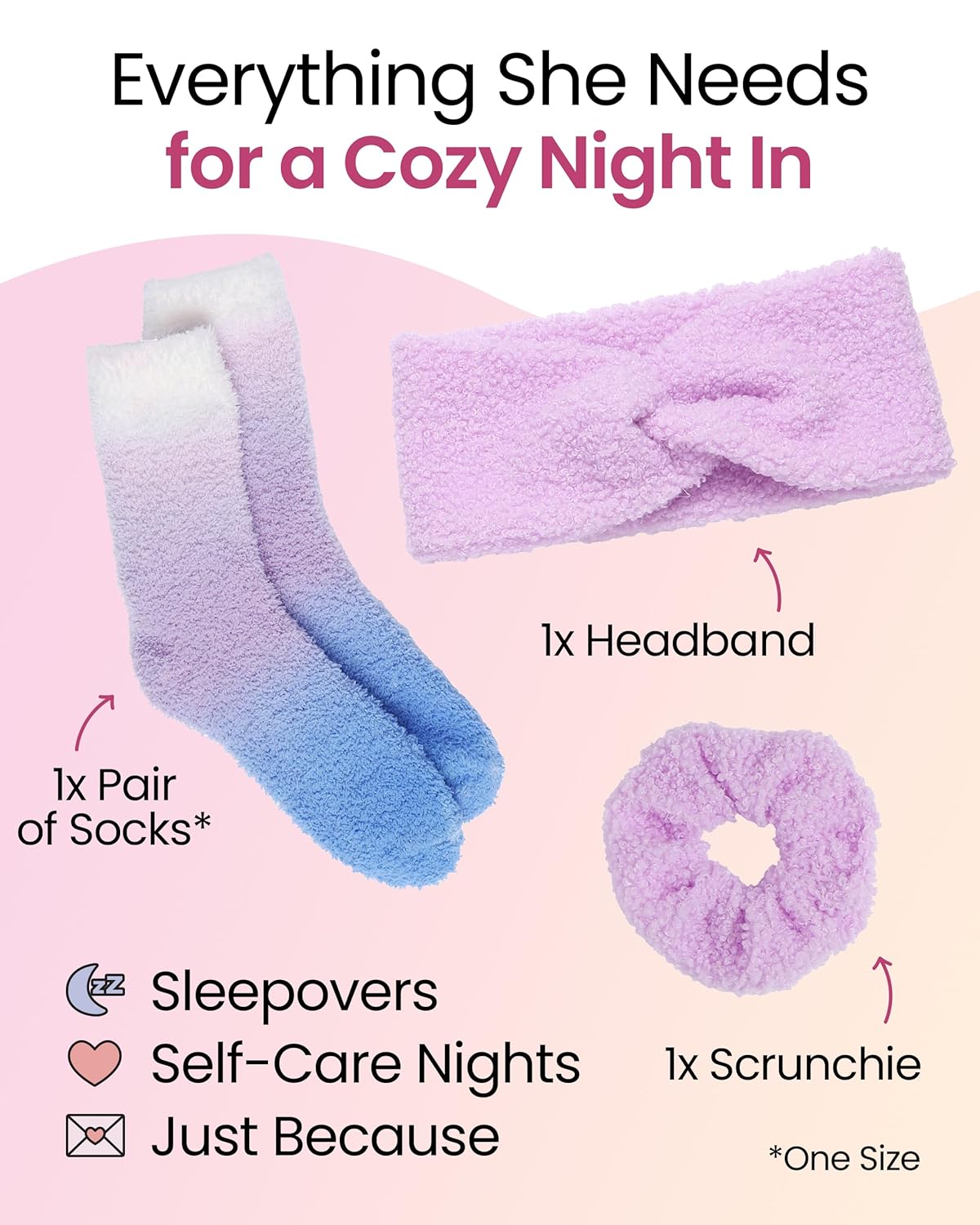 Lily England Cozy Self-Care Gift Set - Teen Girl Gifts Trendy Stuff with Soft Fluffy Socks, Headband & Scrunchie - Birthday & Fun Stocking Stuffers for Teen Girls & Tweens - Image 4