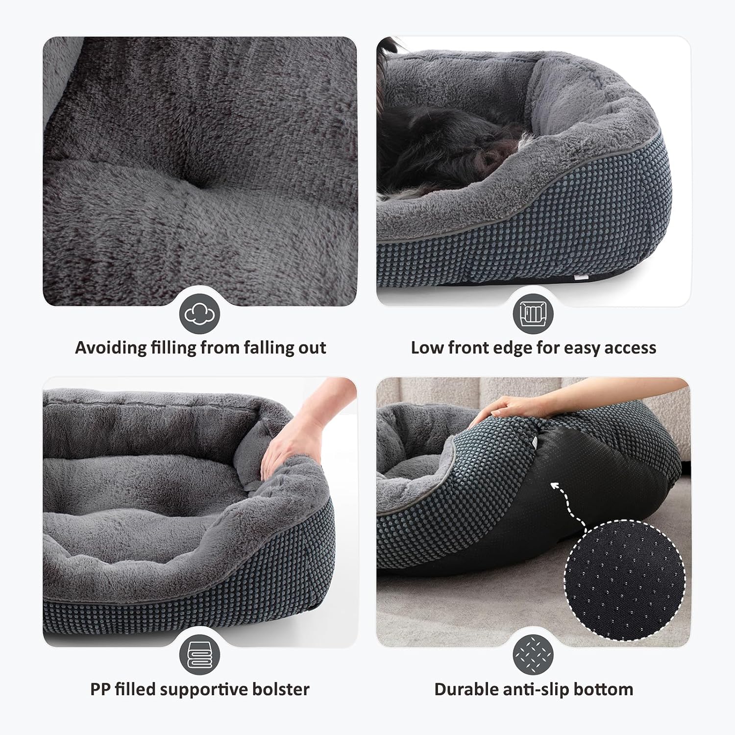 INVENHO Small Dog Bed for Small Dogs, Cat Beds for Indoor Cats Washable, Orthopedic Dog Bed, Warming Soft Calming Sleeping Puppy Bed Durable Pet Bed with Anti-Slip Bottom S(20"x19"x6") - Image 3