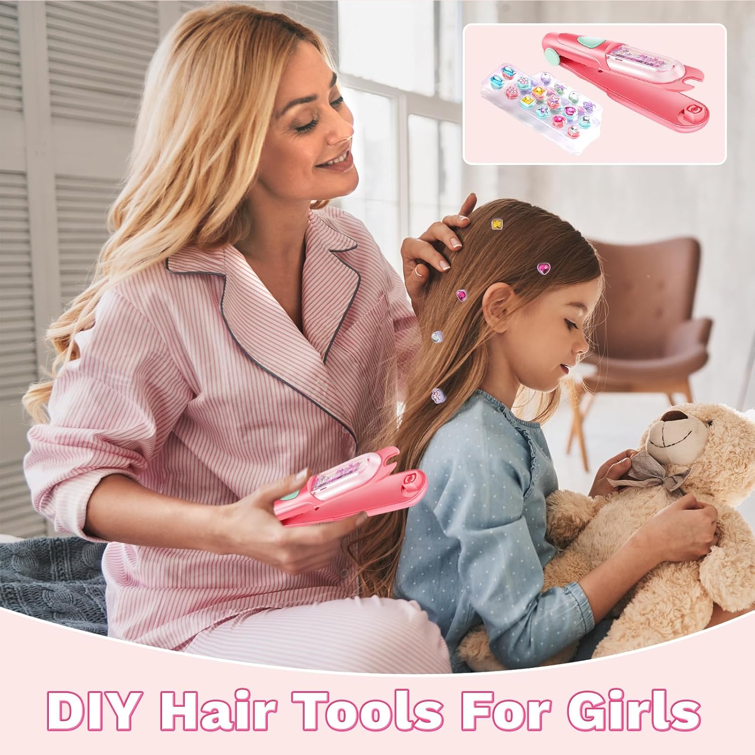 kidzkube Hair Gem Stamper Kit, Bling Hair Jewels for Girls Toys, Hair Styling Tool with Reusable Shining Diamonds, Birthday Gifts Toys for Girls Ages 3 4 5 6 8-12 - Image 6