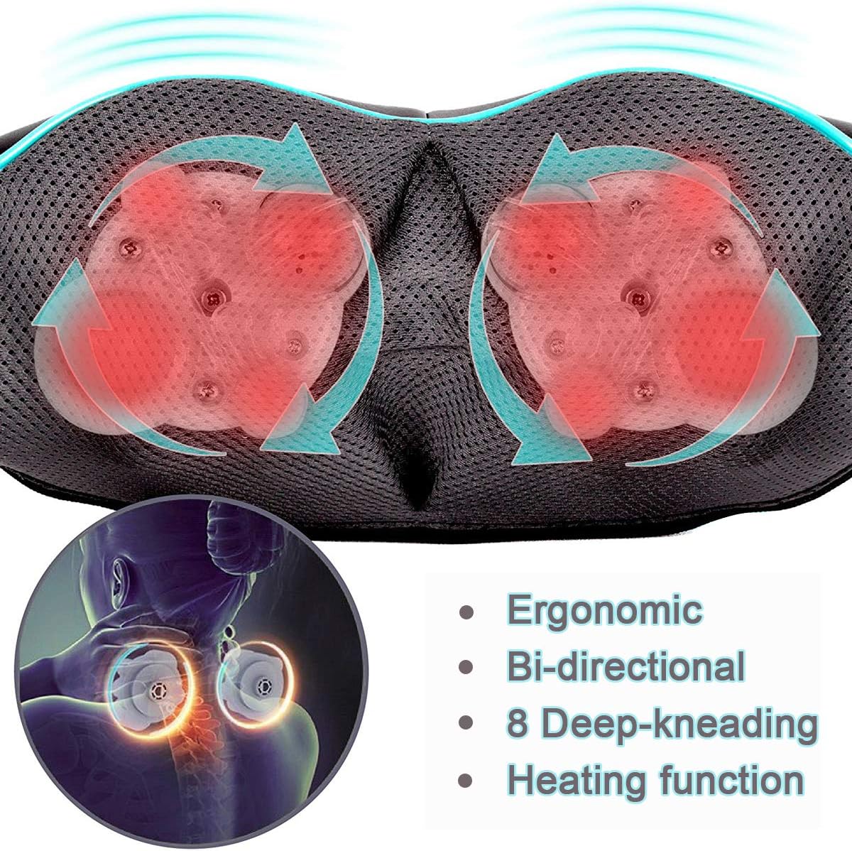 Mo Cuishle Shiatsu Neck Massager for Pain Relief – Deep Kneading Back Shoulder Massage with Heat – Ideal for Valentine’s Day, Christmas, Mother's Day, Father's Day, Gifts for Men Women Mom Dad Her Him - Image 3