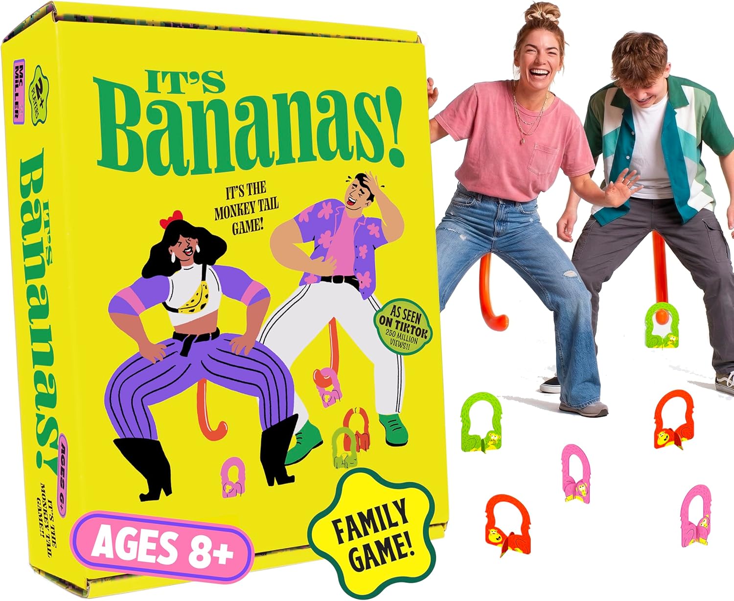 It’s Bananas! The Monkey Tail Game – Funny Family & Party Game for Kids & Adults | Hilarious Gift for Birthday, Christmas, Bachelorette, Thanksgiving, White Elephant