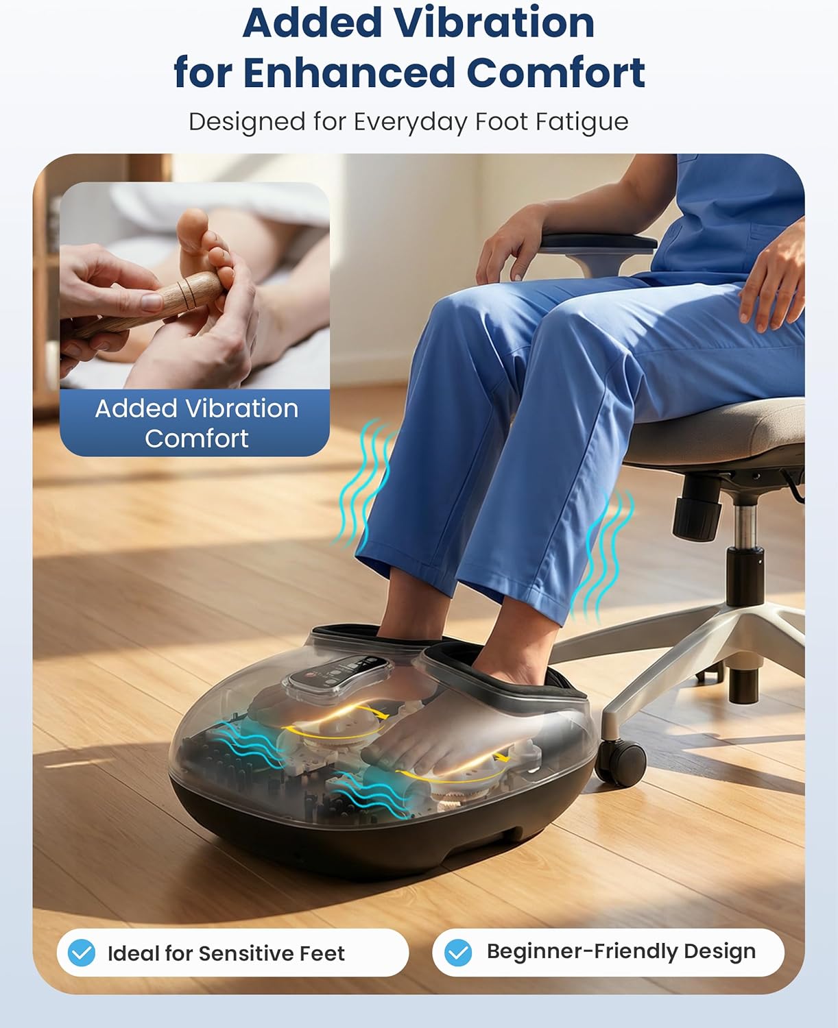 COMFIER Shiatsu Foot Massager with Fast Heat,Kneading Rolling Compression,Extra Vibration, FSA Eligible HSA Store, Plantar Fasciitis,Neuropathy Pain,Mothers Day Gifts for Women,Bigger Size to 13“ - Image 5
