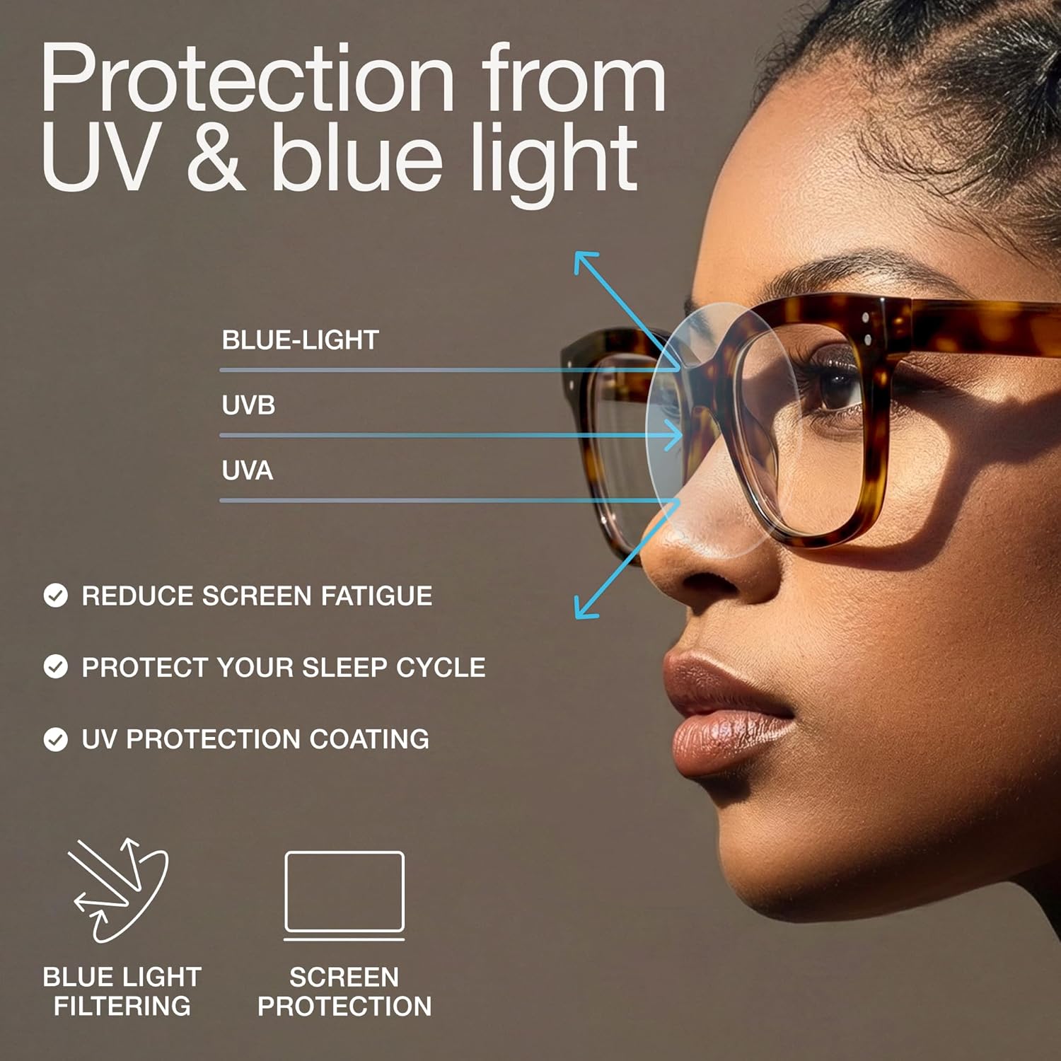 miyya Blue Light Glasses for Women & Men – Oversized UV & Blue Light Blocker Chunky Frames, Stylish Eyewear Accessories - Image 3