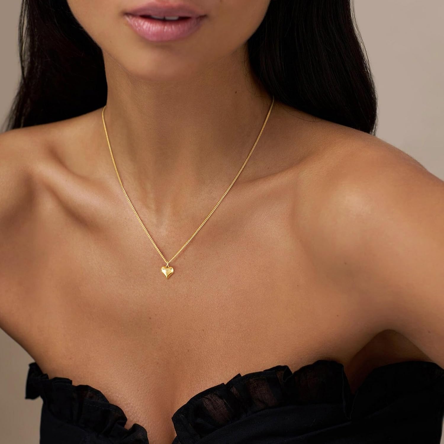 Heart Necklaces for Women Trendy,Dainty 14k Gold Plated Heart Pendant Necklace Simple Gold Cuban Satellite Necklace Chains Small Cute Love Charms Necklaces for Women Minimalist Jewelry Birthday Gifts - Image 6