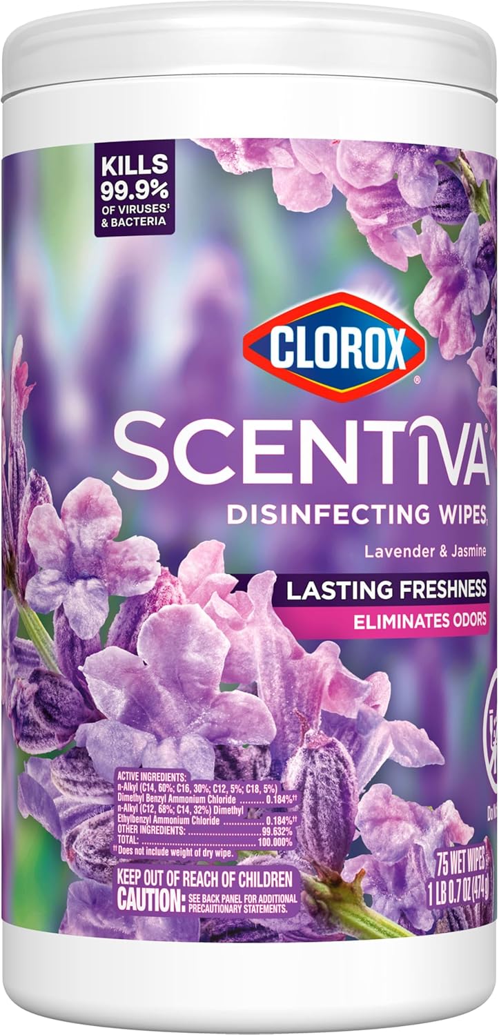 Clorox Scentiva Disinfecting Wipes, Lavender and Jasmine, Antibacterial, 75 Count - Image 11