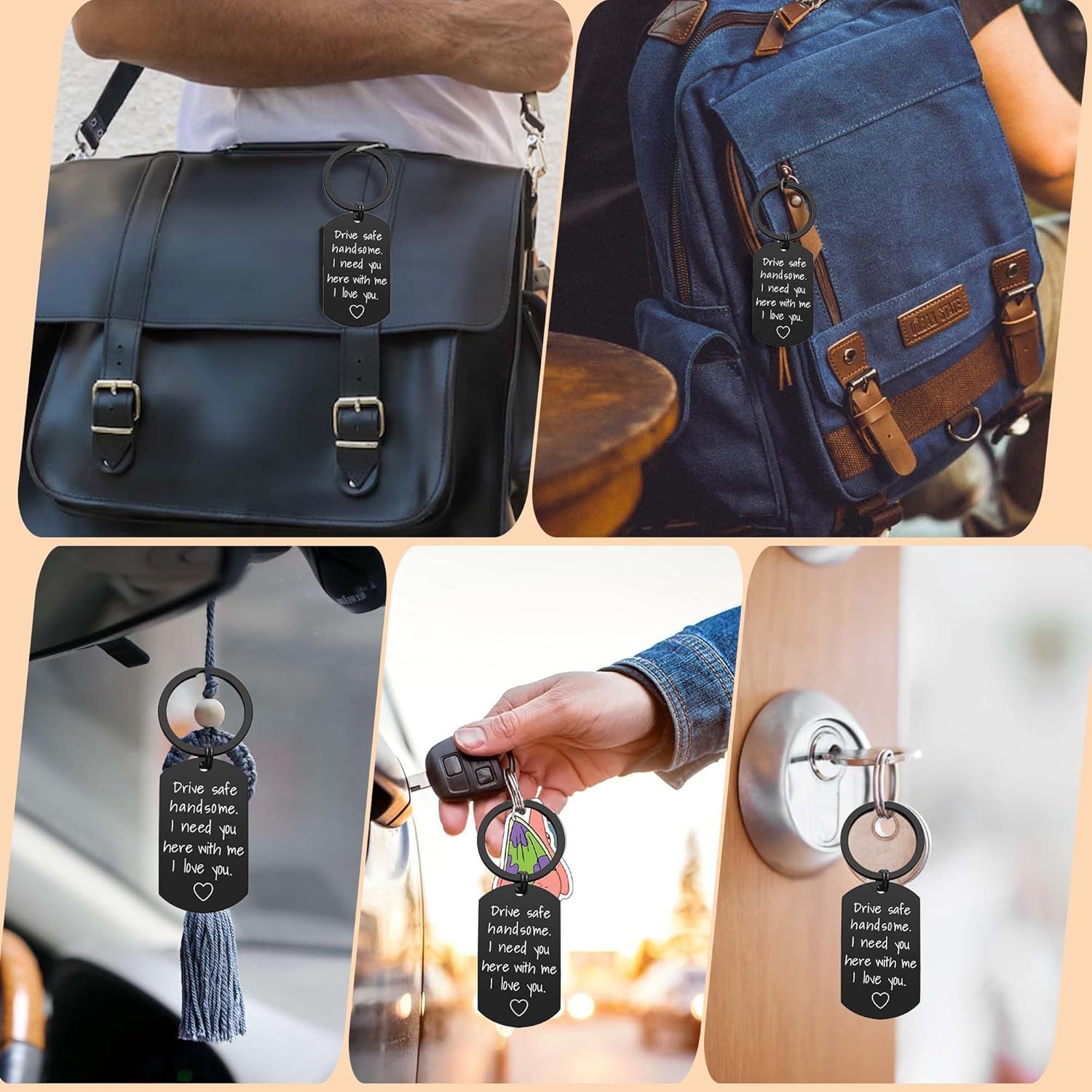 Drive Safe Keychain for Boyfriend - Drive Safe Handsome I Need You Here With Me Keyring Birthday Valentine’s Day Gifts for Him Boyfriend Husband Gifts - Image 6