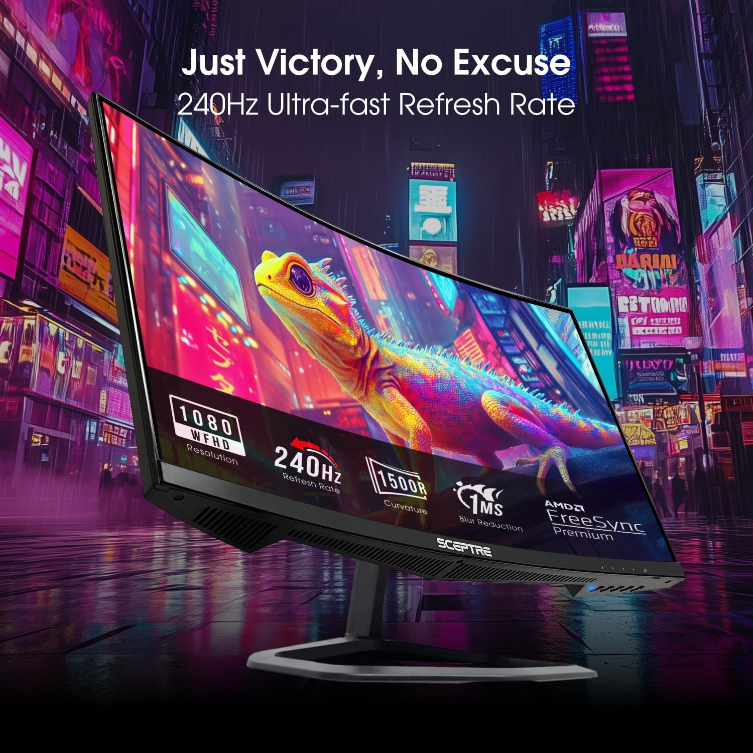 New! Sceptre Curved 24.5-inch Gaming Monitor up to 240Hz 1080p R1500 1ms DisplayPort x2 HDMI x2 Eye Care Build-in Speakers, Machine Black 2026 (C255B-FWT240 Series) - Image 4