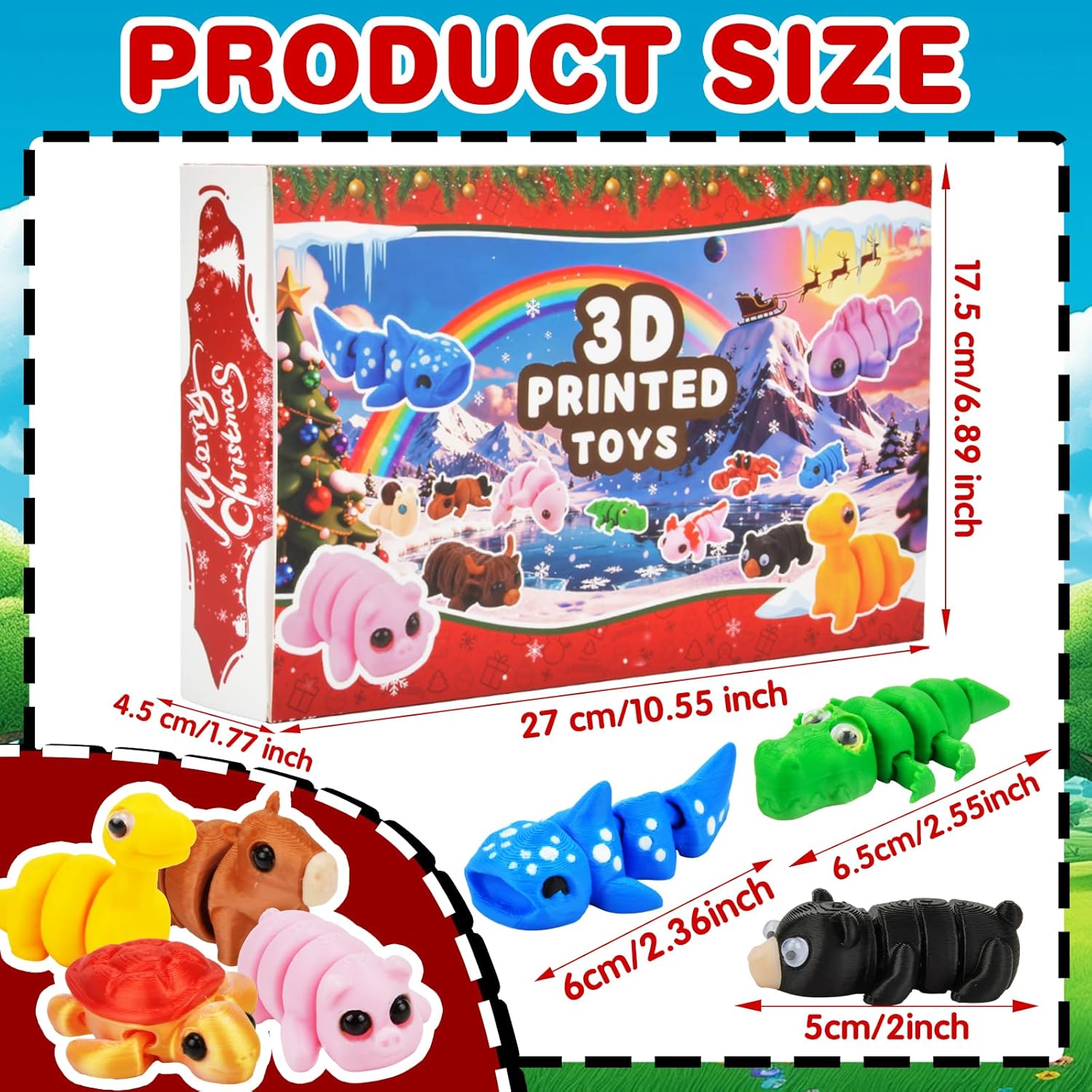 Christmas Advent Calendar 2025 with 3d Printed Animal Toys Christmas Countdown Calendar for Kids Creative Holiday Gift and Stocking Stuffer Idea for Boys and Girls - Image 2