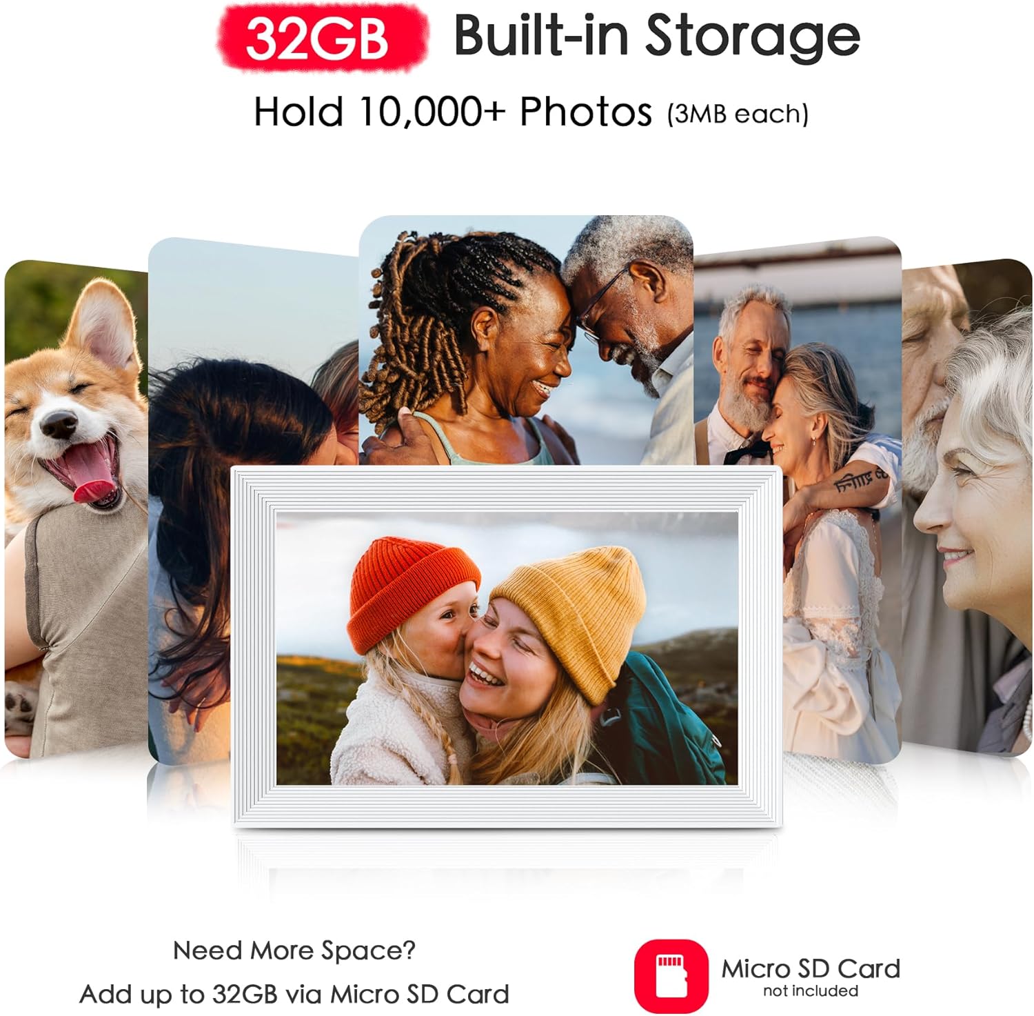 Digital Picture Frame, 10.1 inch Frameo Digital Frame WiFi, 1280 * 800 IPS HD Touchscreen, 32GB Storage, Instant Share Pictures Video, Smart Photo Frame Electronic, Gifts for Mom, House Warming - Image 5