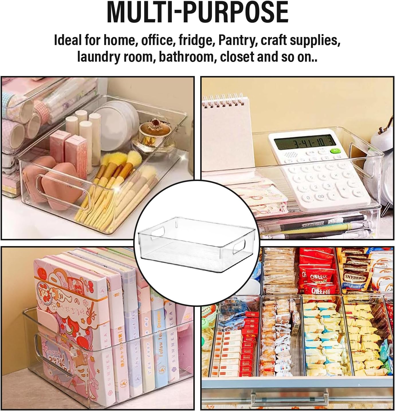 Clear Plastic Storage Bins, Pantry Organizers and Storage, Kitchen Organization and Storage Containers Bins for Organizing, Fridge, Freezer, Bathroom, Pantries, Medicine Cabinet Organizer Bin - Image 7