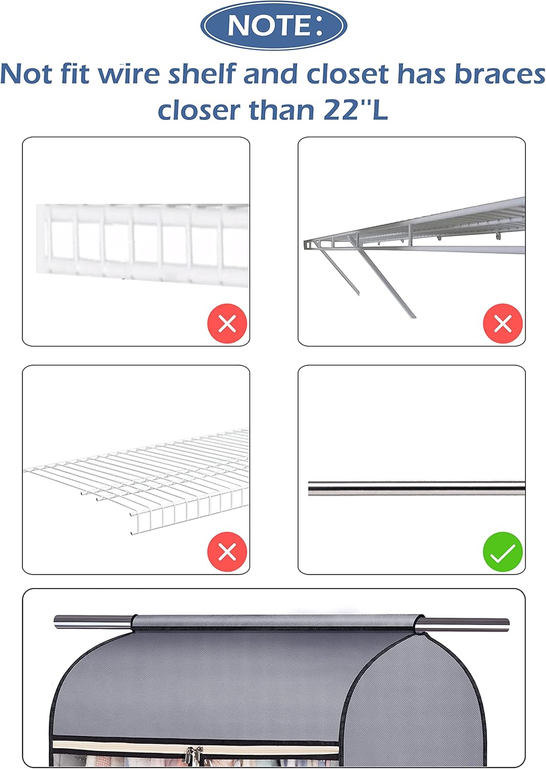 SLEEPING LAMB 54'' Hanging Garment Bags for Closet Storage Sealed Completely Jackets Coats Suits Clothes Rack Cover for Wardrobe with Clear PVC Window, 2 Packs, Grey(Hanging Rod Not Included) - Image 7