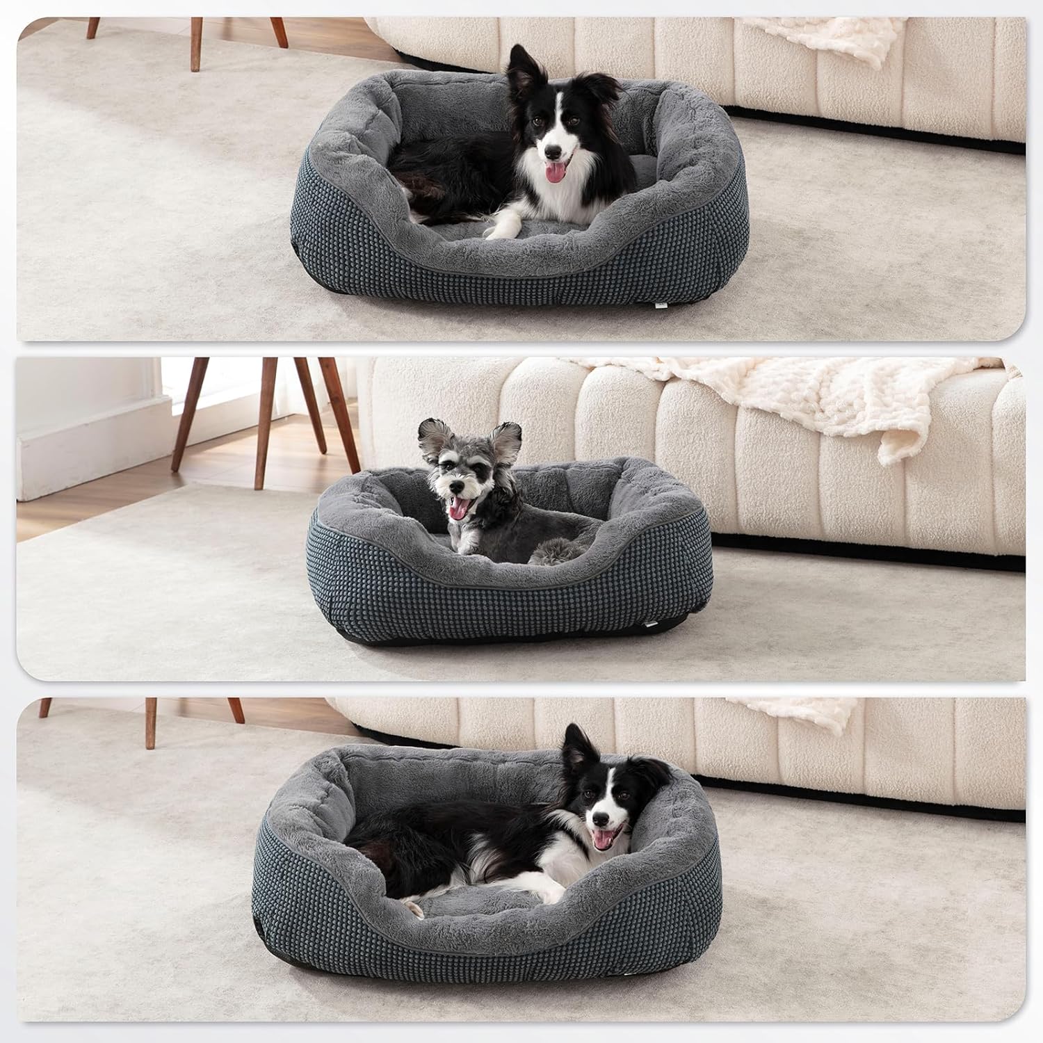 INVENHO Small Dog Bed for Small Dogs, Cat Beds for Indoor Cats Washable, Orthopedic Dog Bed, Warming Soft Calming Sleeping Puppy Bed Durable Pet Bed with Anti-Slip Bottom S(20"x19"x6") - Image 8