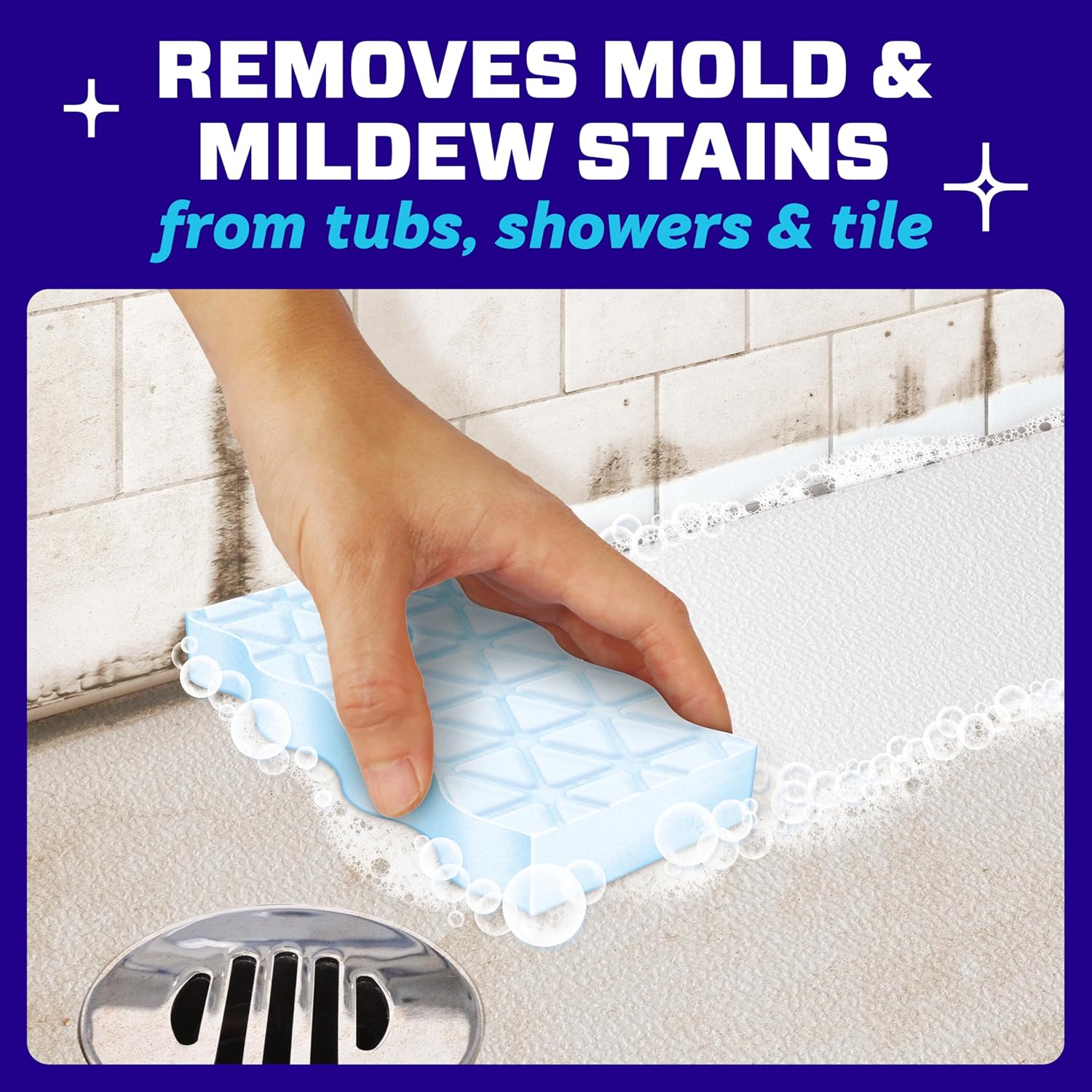 Mr. Clean Magic Eraser Sponge, Bathroom Cleaner, Shower Cleaner, Tub Cleaner, Soap Scum Remover, Bathroom Cleaning Supplies, Dawn Cleaning Power with Febreze Lavender Scent, 5ct - Image 5