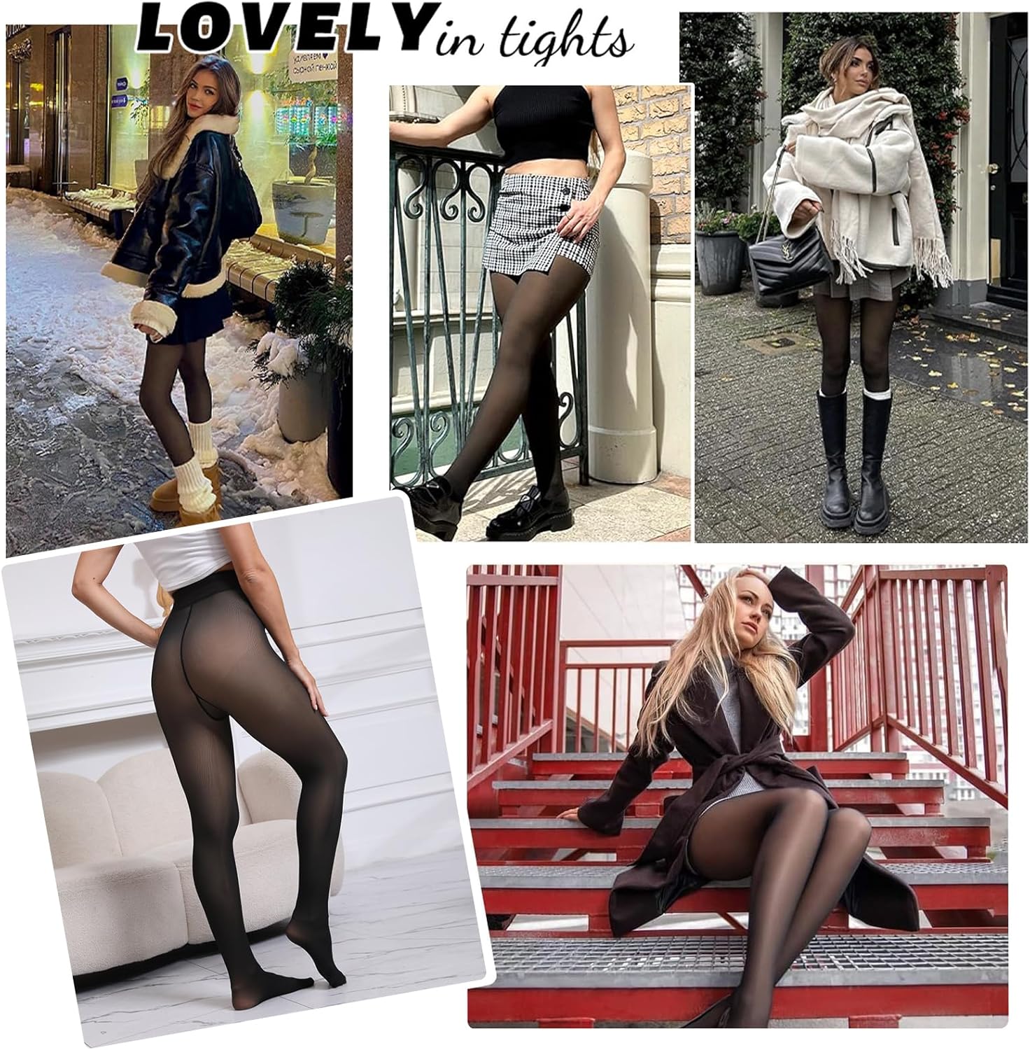 One-Seam Warm Fleece Lined Tights Women Fake Translucent Pantyhose High Waist Thermal Leggings Sheer Winter Tights - Image 6