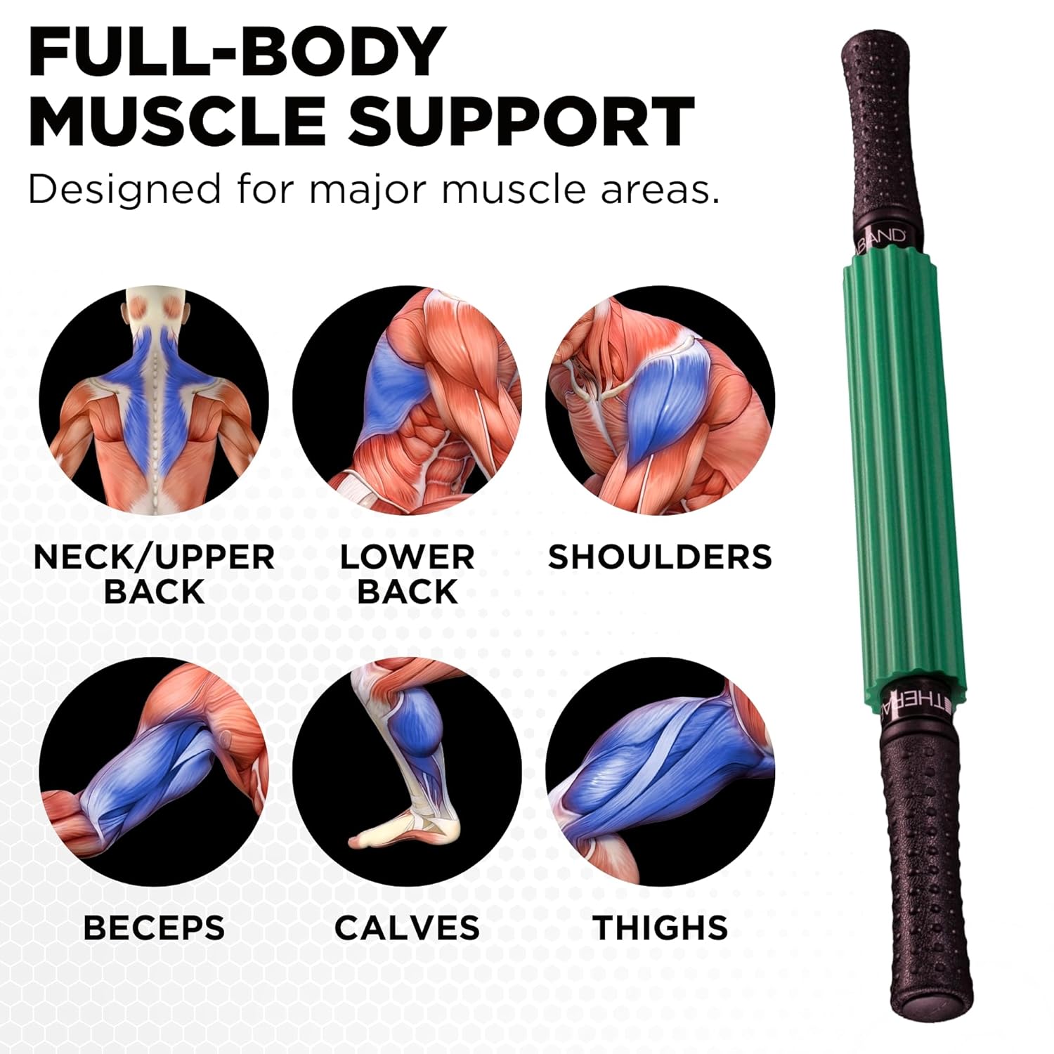 THERABAND Roller Massager +, Muscle Roller Stick for Self-Myofascial Release, Deep Tissue Massage Rolling Pin, Trigger Point Release, Muscle Soreness, Best Gifts for Runners, Athletes, Crossfit - Image 4