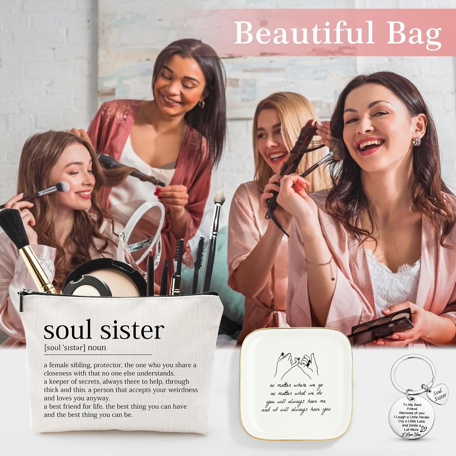 Best Friend Birthday Gifts for Women Friendship Gifts for Women Bestfriend Birthday Gift for Best Friend Woman Bestfriend Gift Ideas with Cup Bag Candle Keychain for Soul Sister Bestie BFF - Image 4