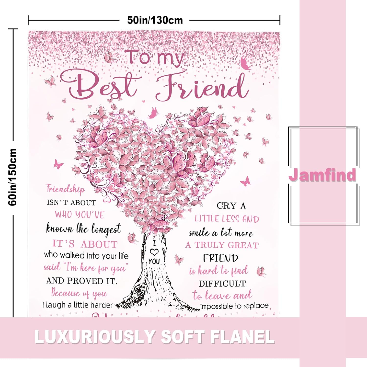Best Friend Birthday Gifts for Women, Gifts for Best Friend Woman, Bestie BFF Soul Sister Graduation Gift Ideas for Women Blanket 60"x 50", Friendship Unique Gifts - Image 4