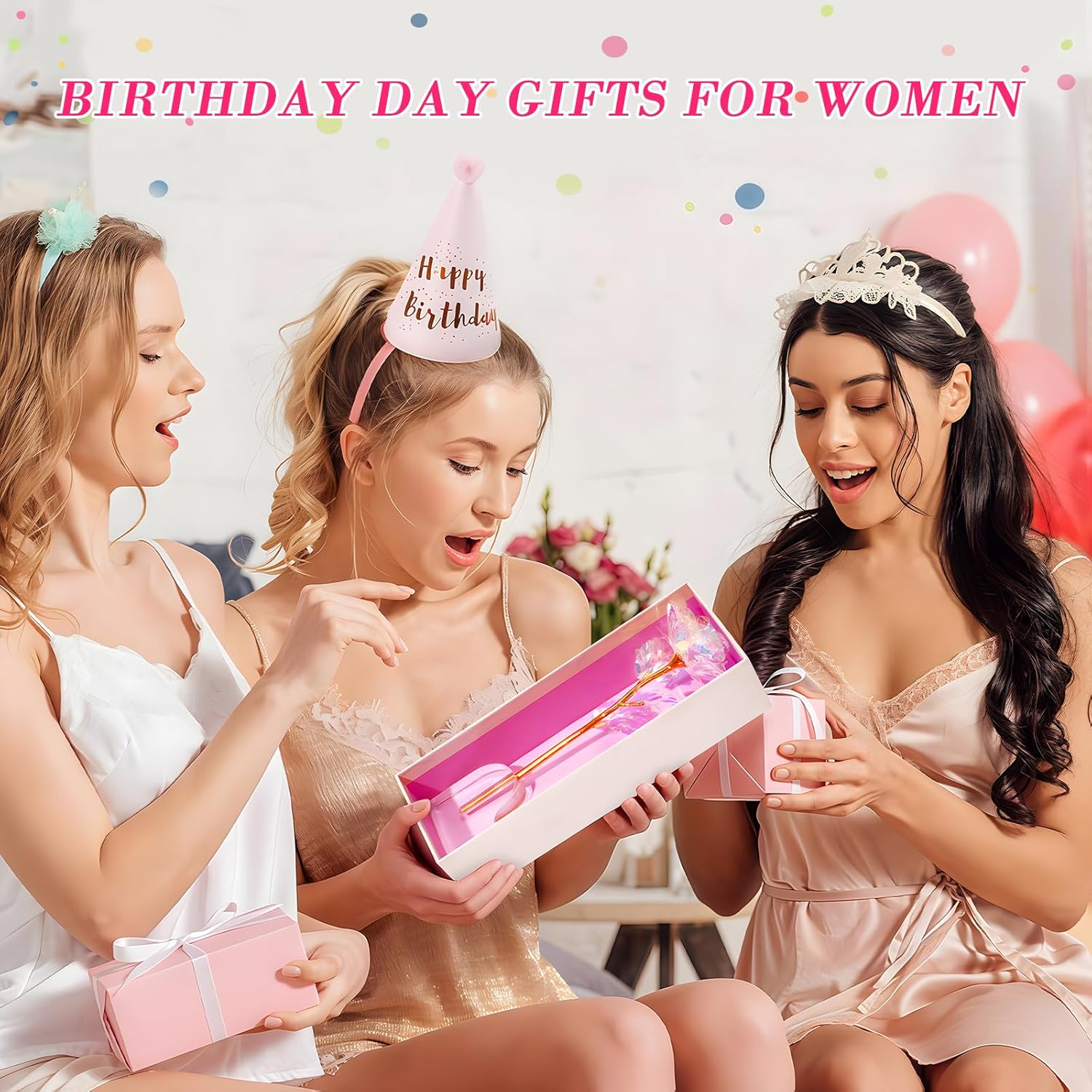 Mothers Day Mom Gifts for Women Grandma, Artificial Forever Birthday Flowers Galaxy Glass Eternal Roses with Heart Shaped Crystal Vase, Mother's Day Anniversary Wedding Rose Gifts for Wife Sister - Image 4