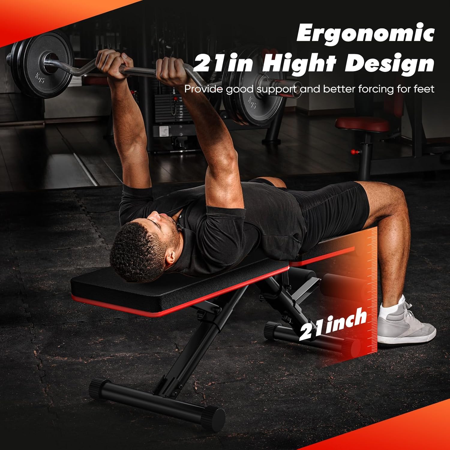 Sweetcrispy Adjustable Weight Bench for Home Gym, Foldable Incline Workout Bench Press with 795 LBS Weight Capacity, Strength Training Fitness Equipment for Full Body Exercise - Image 6