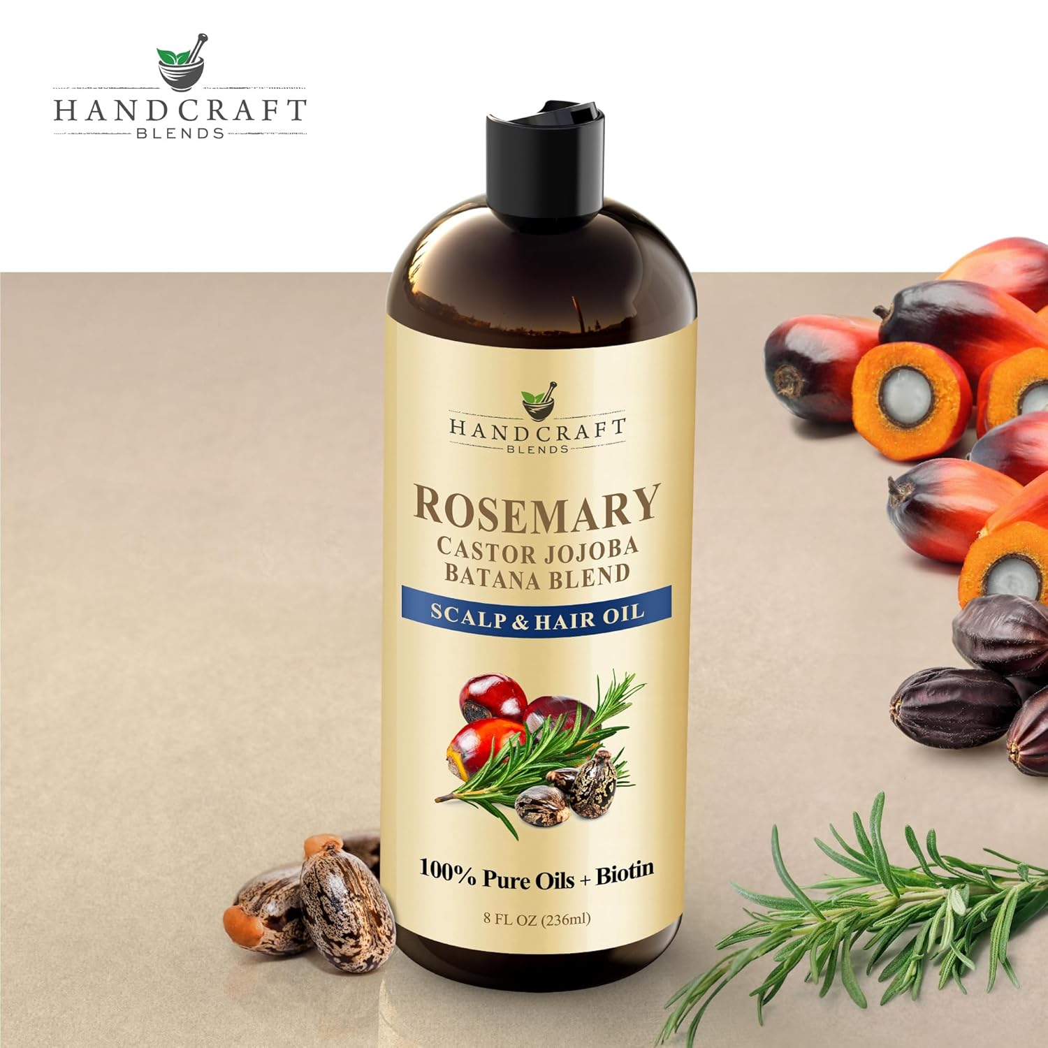 Handcraft Blends Rosemary Oil for Hair 8 Fl Oz | Nourishing Hair Oil | 100% Pure and Natural | Rosemary, Castor, Jojoba, and Batana Oils & Biotin | Carrier Oil - Image 4