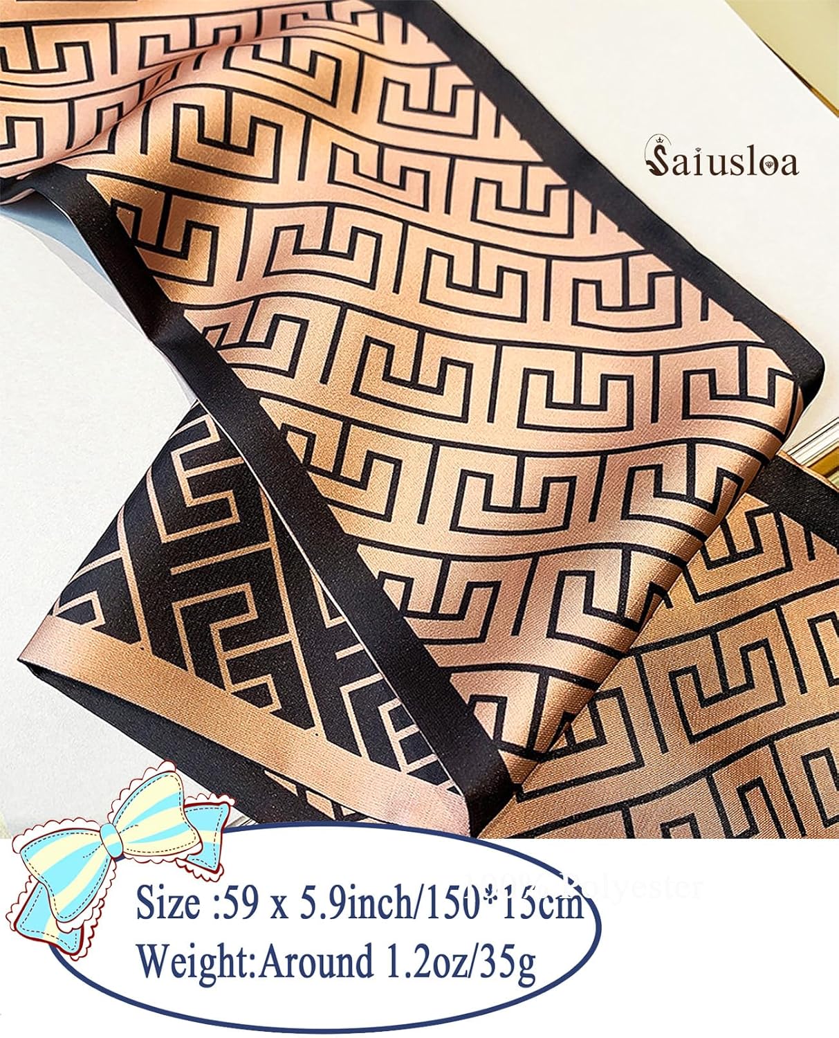 Purse Scarf For Handbags Head Scarves For Women's Hair Bags Scarfs Long Skinny Scarves Fashion Silky - Image 3