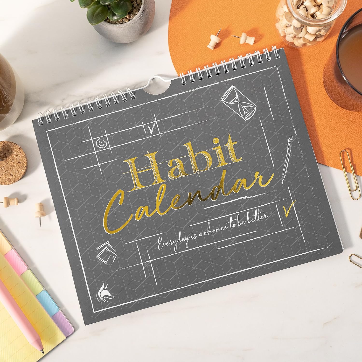 Clever Fox Habit Tracker Calendar – Inspirational Goal Tracker and Habit Calendar for Atomic Habits – Colorful Habit & Goal Planner Journal to Boost Productivity – 24 Months, 10″ x 8″ (Black) - Image 5