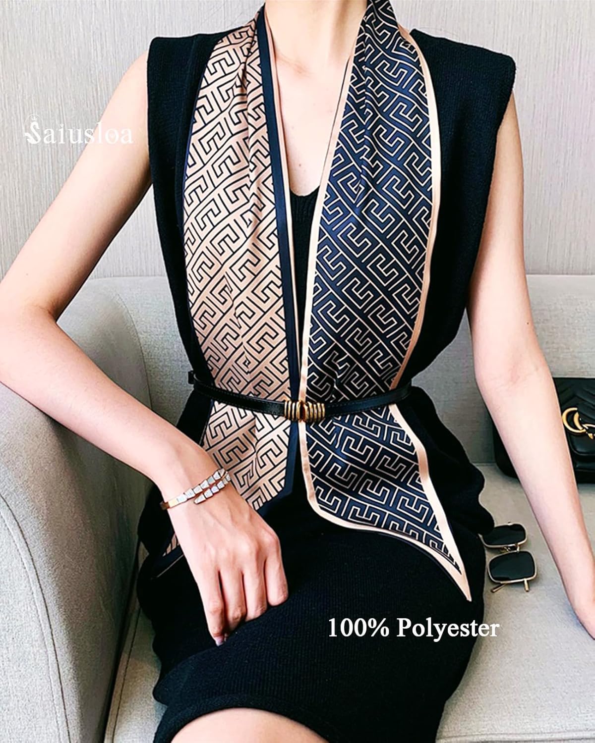 Purse Scarf For Handbags Head Scarves For Women's Hair Bags Scarfs Long Skinny Scarves Fashion Silky - Image 2