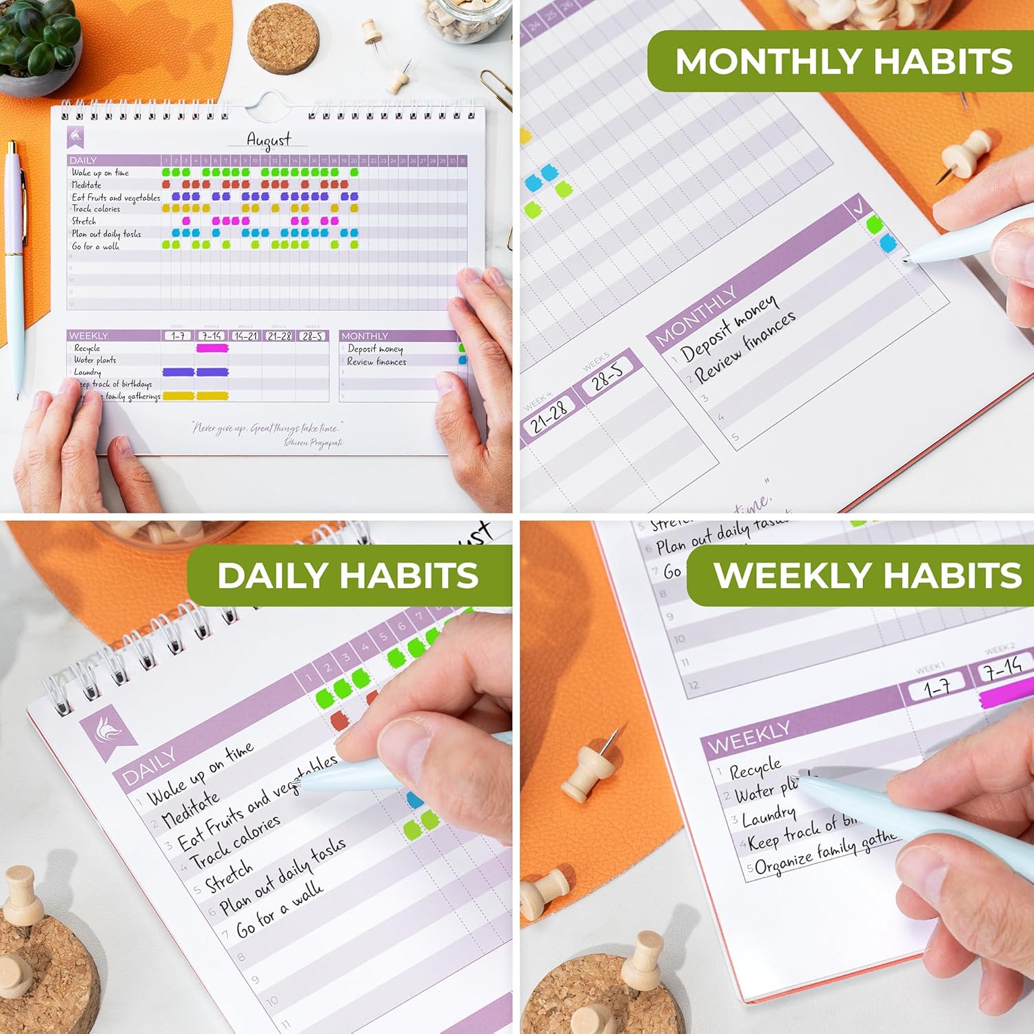 Clever Fox Habit Tracker Calendar – Inspirational Goal Tracker and Habit Calendar for Atomic Habits – Colorful Habit & Goal Planner Journal to Boost Productivity – 24 Months, 10″ x 8″ (Black) - Image 3