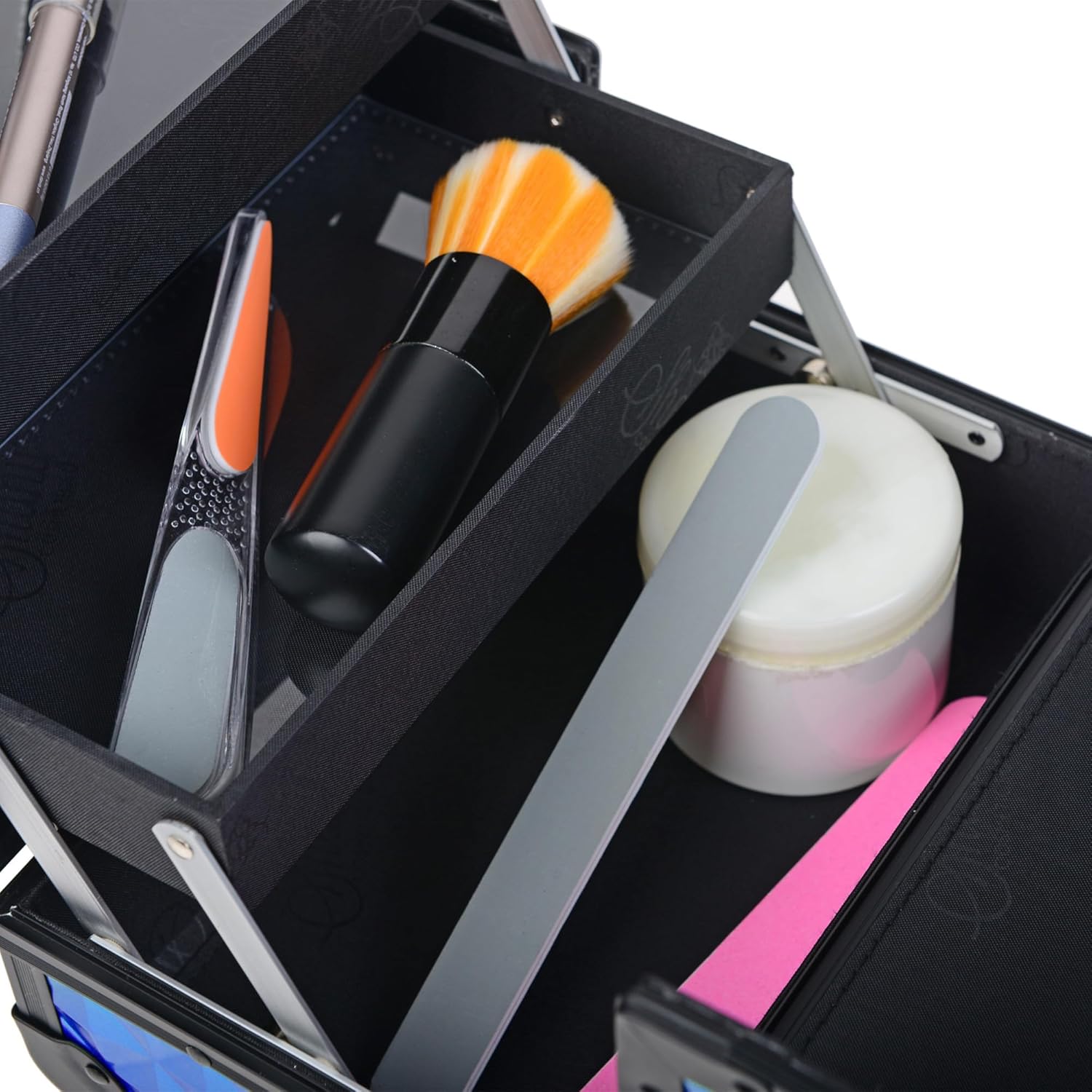 SHANY Chic Makeup Train Case Cosmetic Box Portable Makeup Case Cosmetics Beauty Organizer Jewelry storage with Locks, Multi trays Makeup Storage Box with Makeup Mirror - Peacock Blue - Image 10