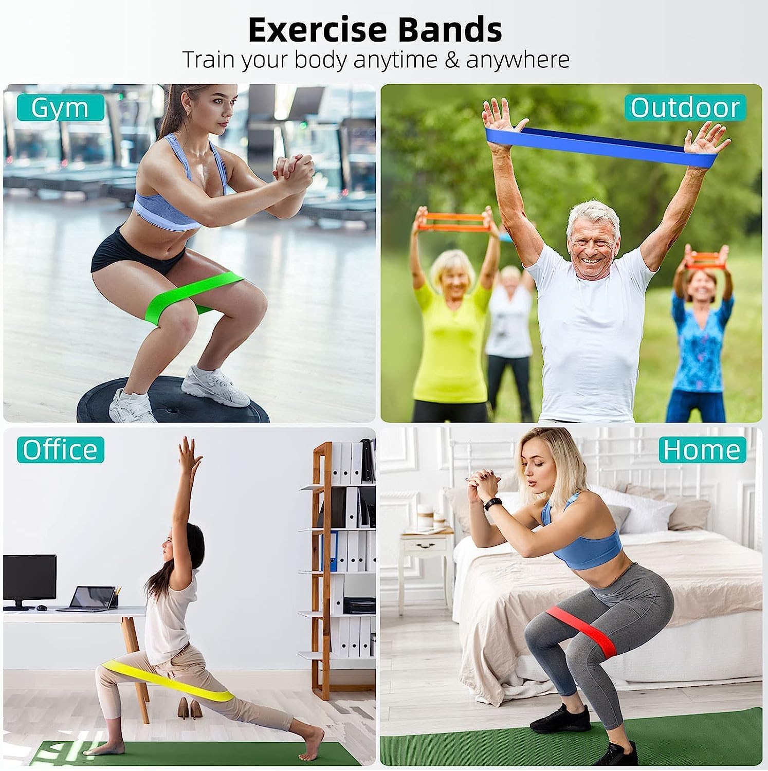 Resistance Bands for Working Out, 5-Pack Elastic Exercise Bands for Strength Training, Stretching, Workout; Home Gym Equipment for Women Men, Pilates Yoga Physical Therapy, Leg Glute Arm Exercise Kit - Image 3