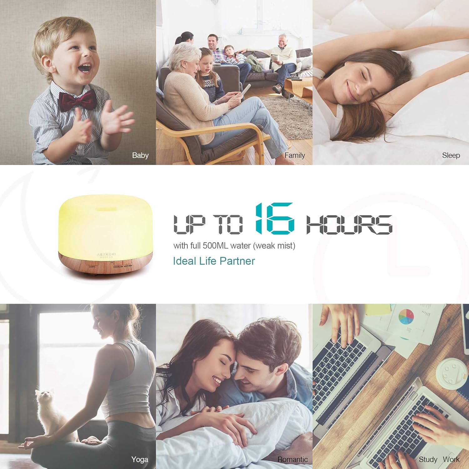 ASAKUKI Smart Wi-Fi Essential Oil Diffuser, App and Voice Control Compatible with Alexa, 500ml Aromatherapy Humidifier for Relaxing Atmosphere in Home Office Bedroom (Light Brown) - Image 6