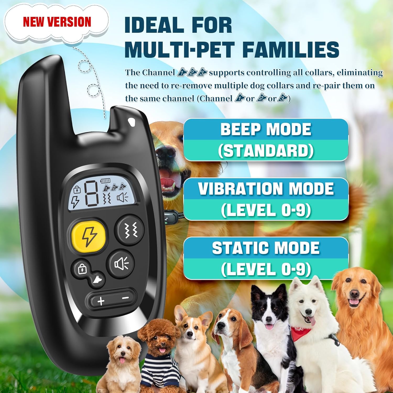 Dog Shock Collar with Remote Control- Training Collar for Small Medium Large Dogs, Electric Collar for Dogs Training Rechargeable, E Collar with Beep, Vibration & Shock-Lock Keypad - Image 2