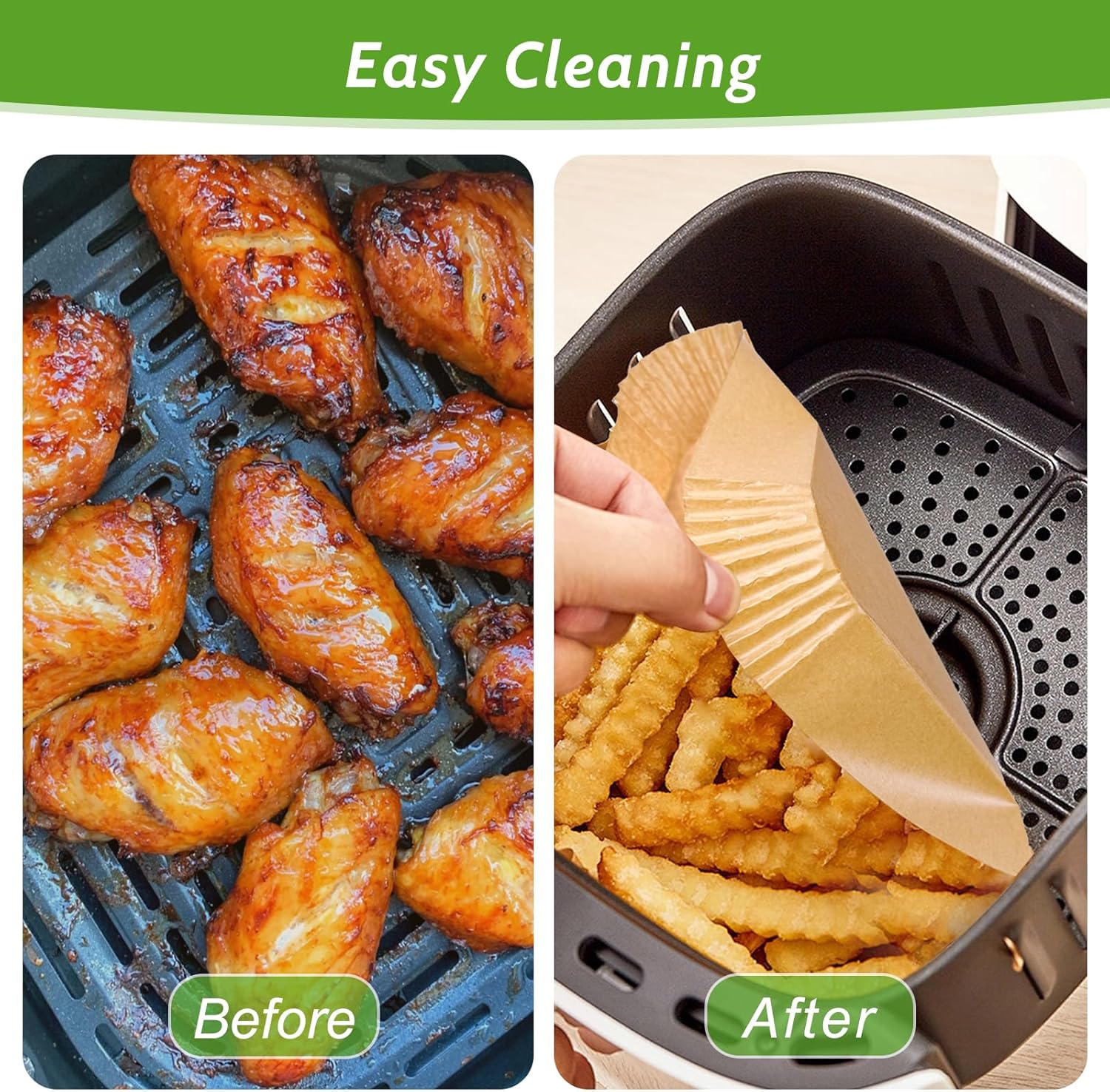 360 Pcs 8” Square Unbleached Heavy Duty Air Fryer Paper Liners Disposable, Non-Stick & Non-Leak Parchment Paper Liners for Airfryer Basket, Deep Fryer Parts & Accessories - Image 5